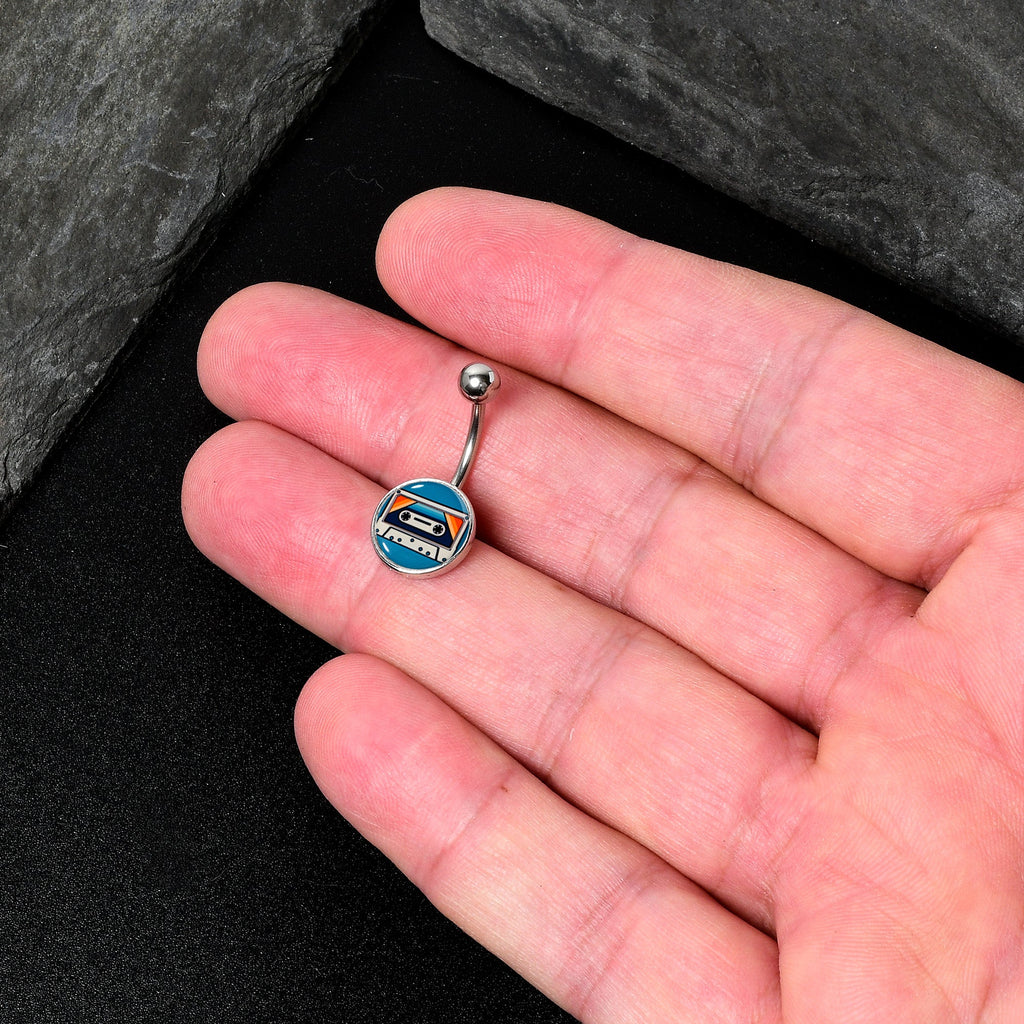 BodyCandy Retro Cassette Tape Belly Ring by Onyx O — back view