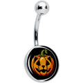 BodyCandy Orange Pumpkin Cat Jack-O-Lantern Belly Ring by Onyx O — main product shot