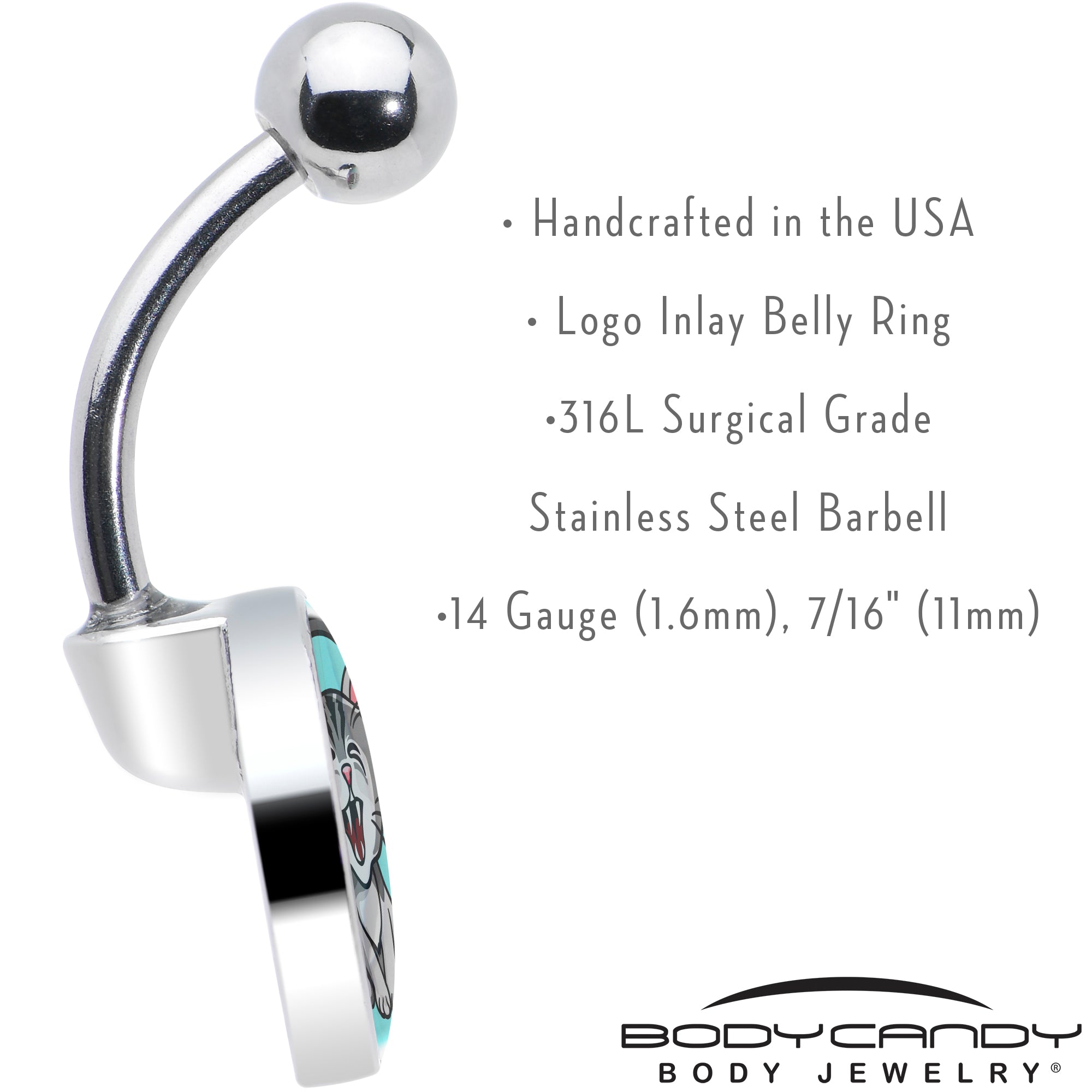BodyCandy Heavy Metal Kitty Cat Belly Ring by Onyx O — in-use photo
