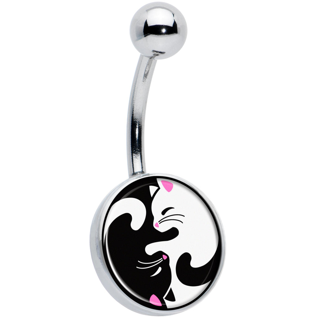 BodyCandy Cute Kitty Cat Yin Yang Belly Ring by Onyx O — main product shot
