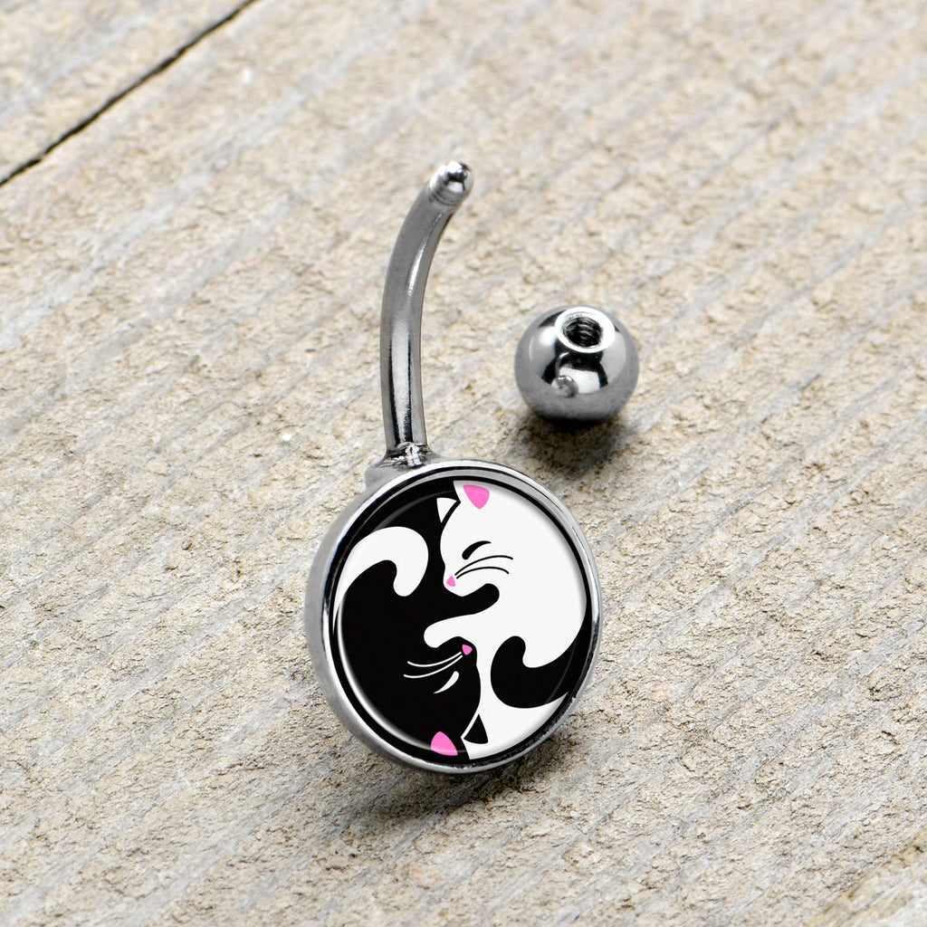 BodyCandy Cute Kitty Cat Yin Yang Belly Ring by Onyx O — lifestyle context