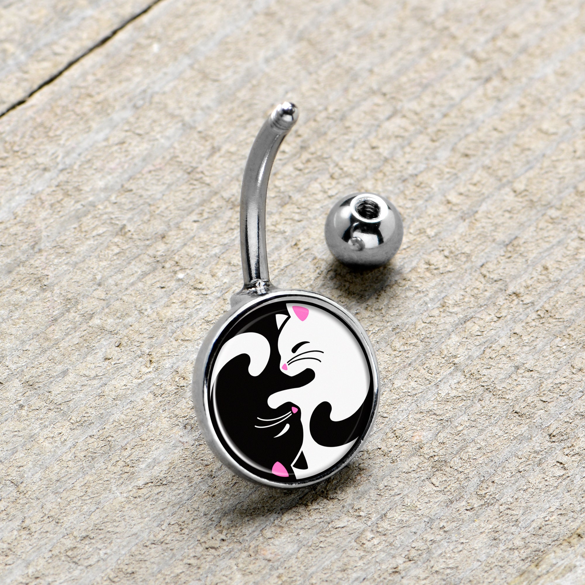 BodyCandy Cute Kitty Cat Yin Yang Belly Ring by Onyx O — lifestyle context