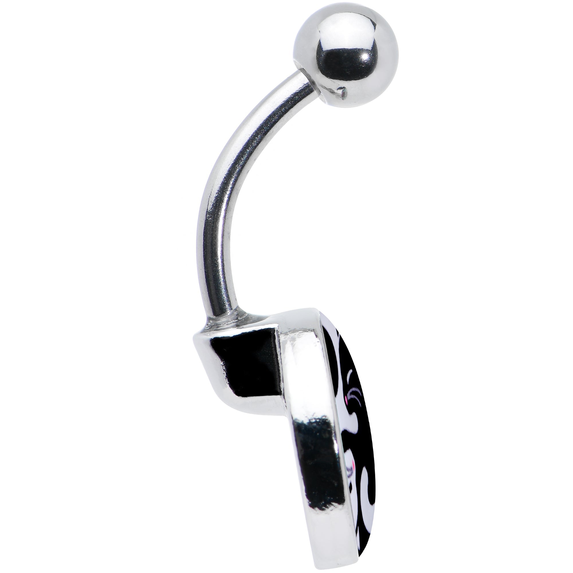 BodyCandy Cute Kitty Cat Yin Yang Belly Ring by Onyx O — side view