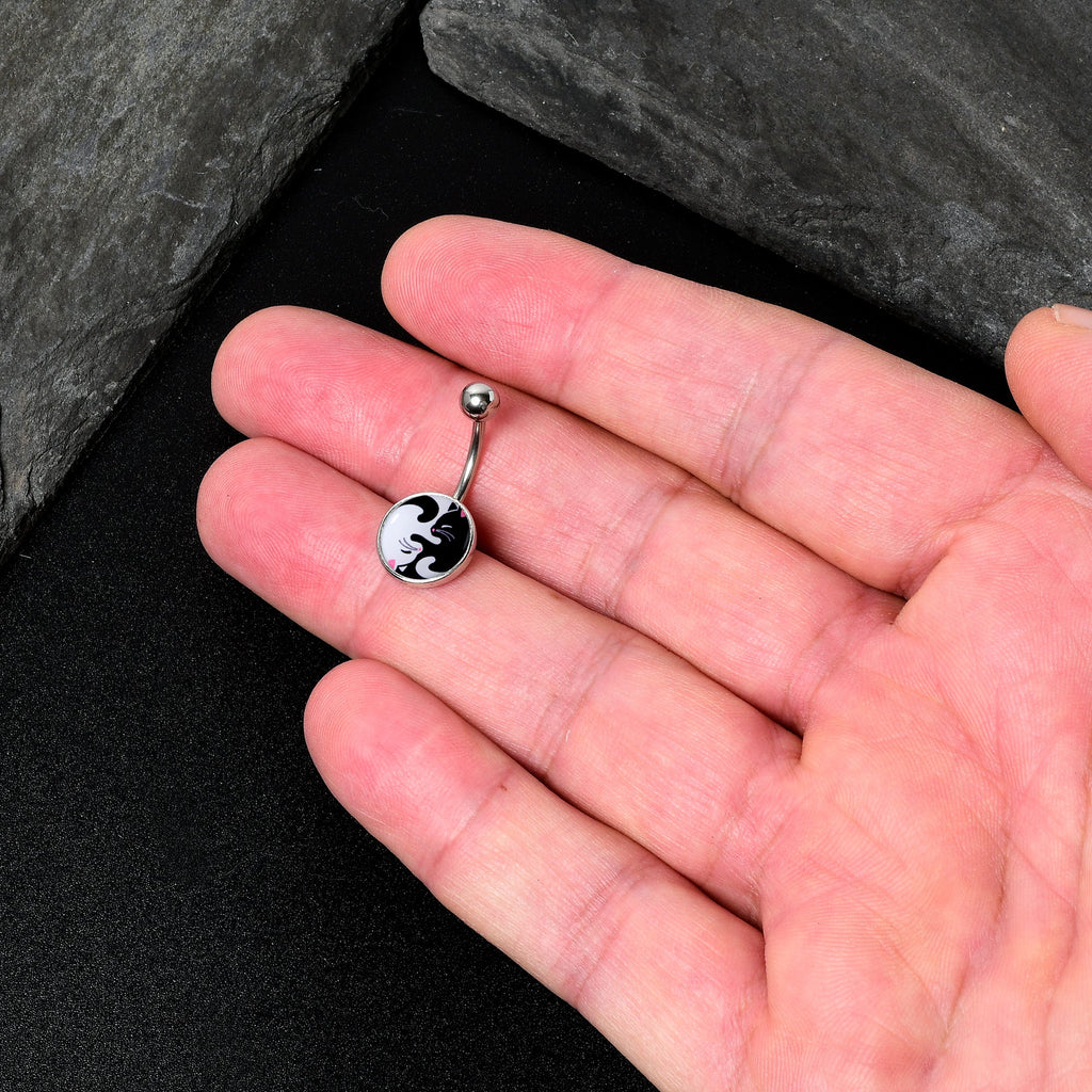 BodyCandy Cute Kitty Cat Yin Yang Belly Ring by Onyx O — back view