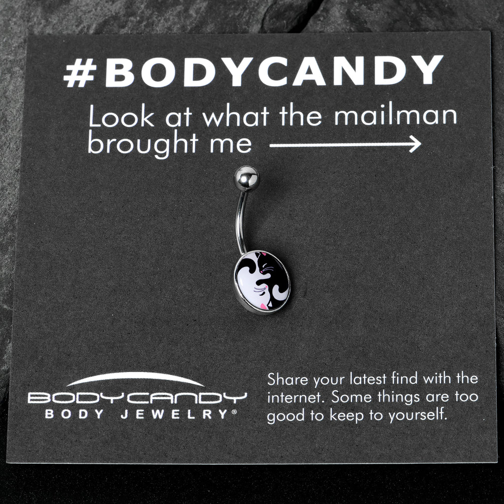 BodyCandy Cute Kitty Cat Yin Yang Belly Ring by Onyx O — in-use photo