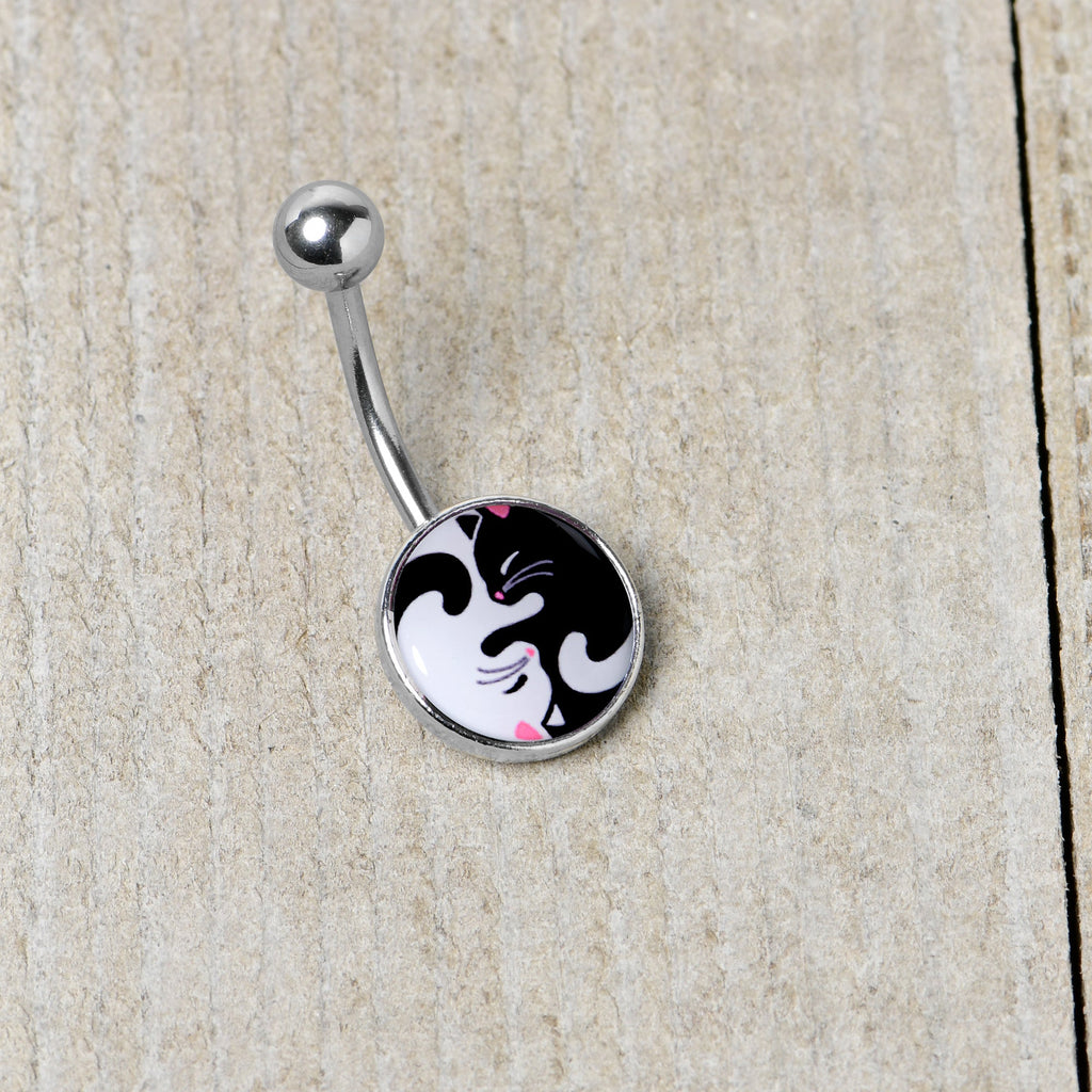 BodyCandy Cute Kitty Cat Yin Yang Belly Ring by Onyx O — size reference