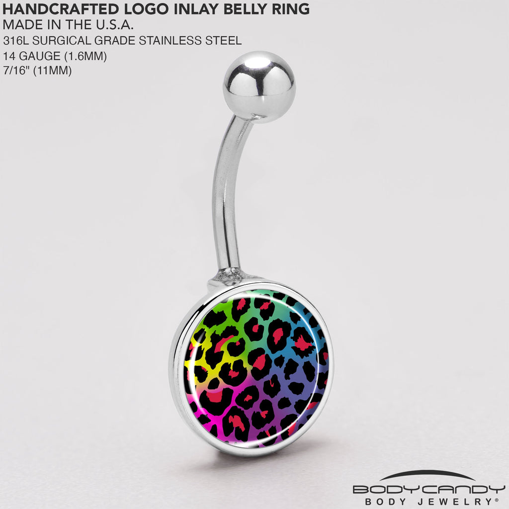 BodyCandy Rainbow Cheetah Print Belly Ring by Onyx O — back view