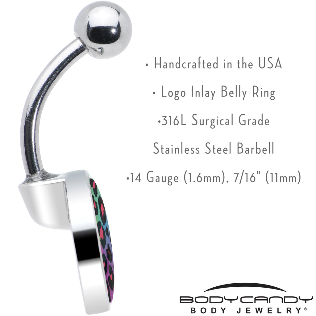 BodyCandy Rainbow Cheetah Print Belly Ring by Onyx O — in-use photo