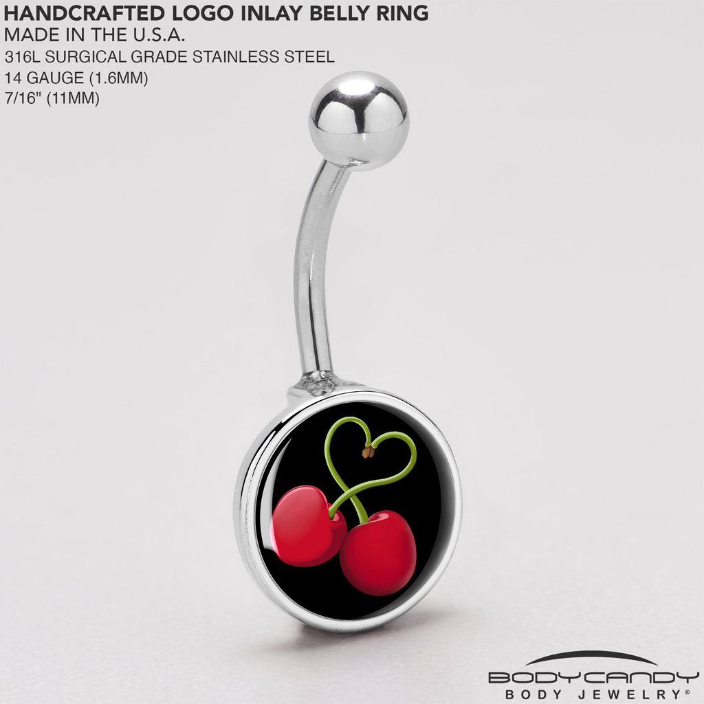 BodyCandy Cherry Heart Belly Ring by Onyx O — back view