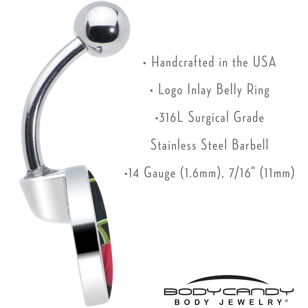 BodyCandy Cherry Heart Belly Ring by Onyx O — in-use photo
