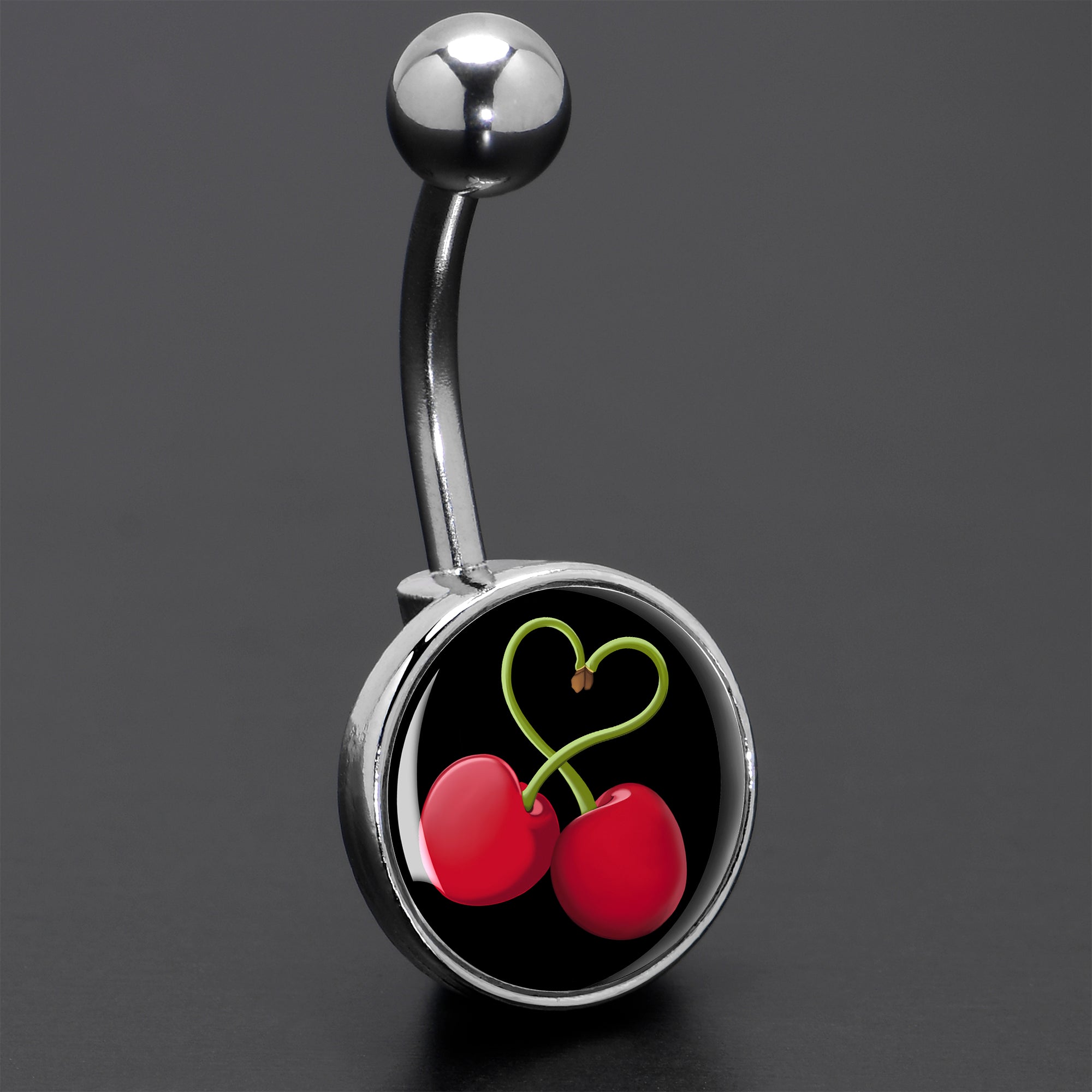 BodyCandy Cherry Heart Belly Ring by Onyx O — size reference