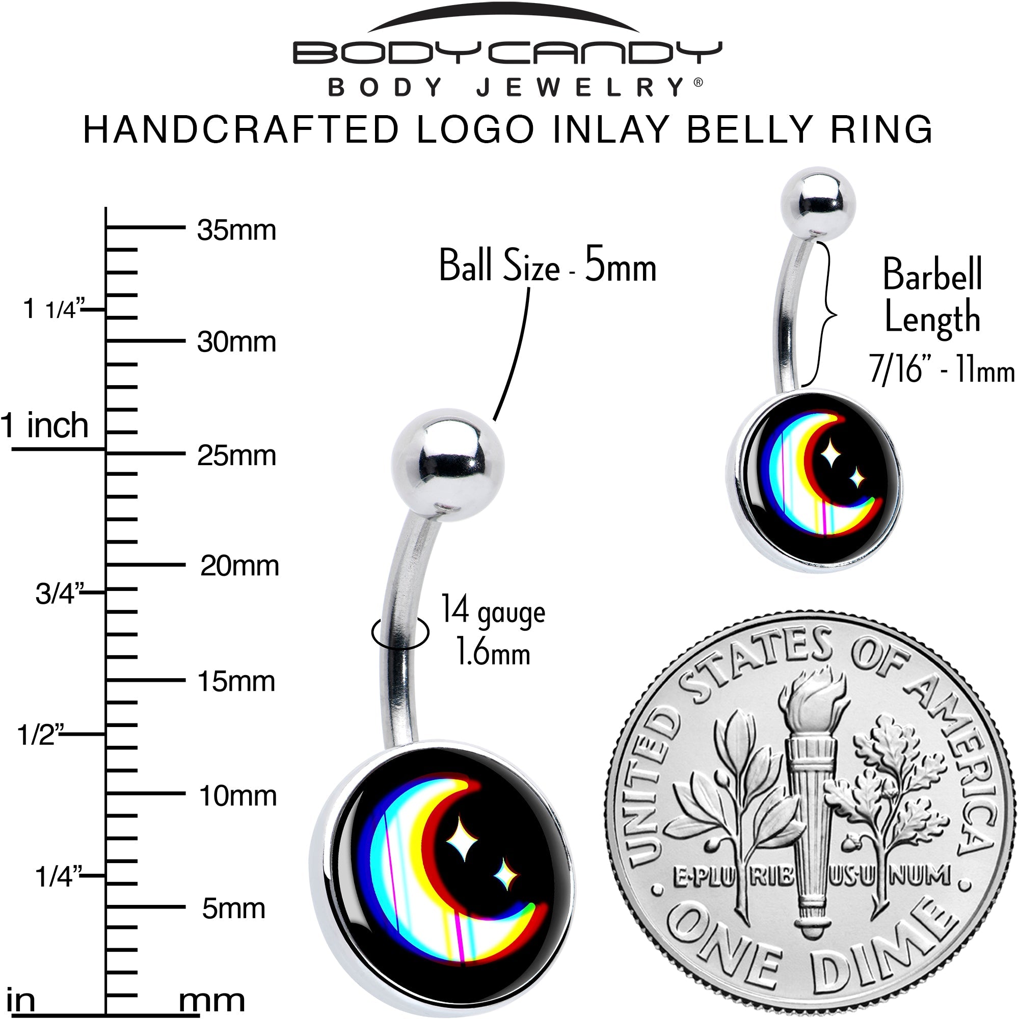 BodyCandy Chromatic Moon Belly Ring by Onyx O — alternative angle