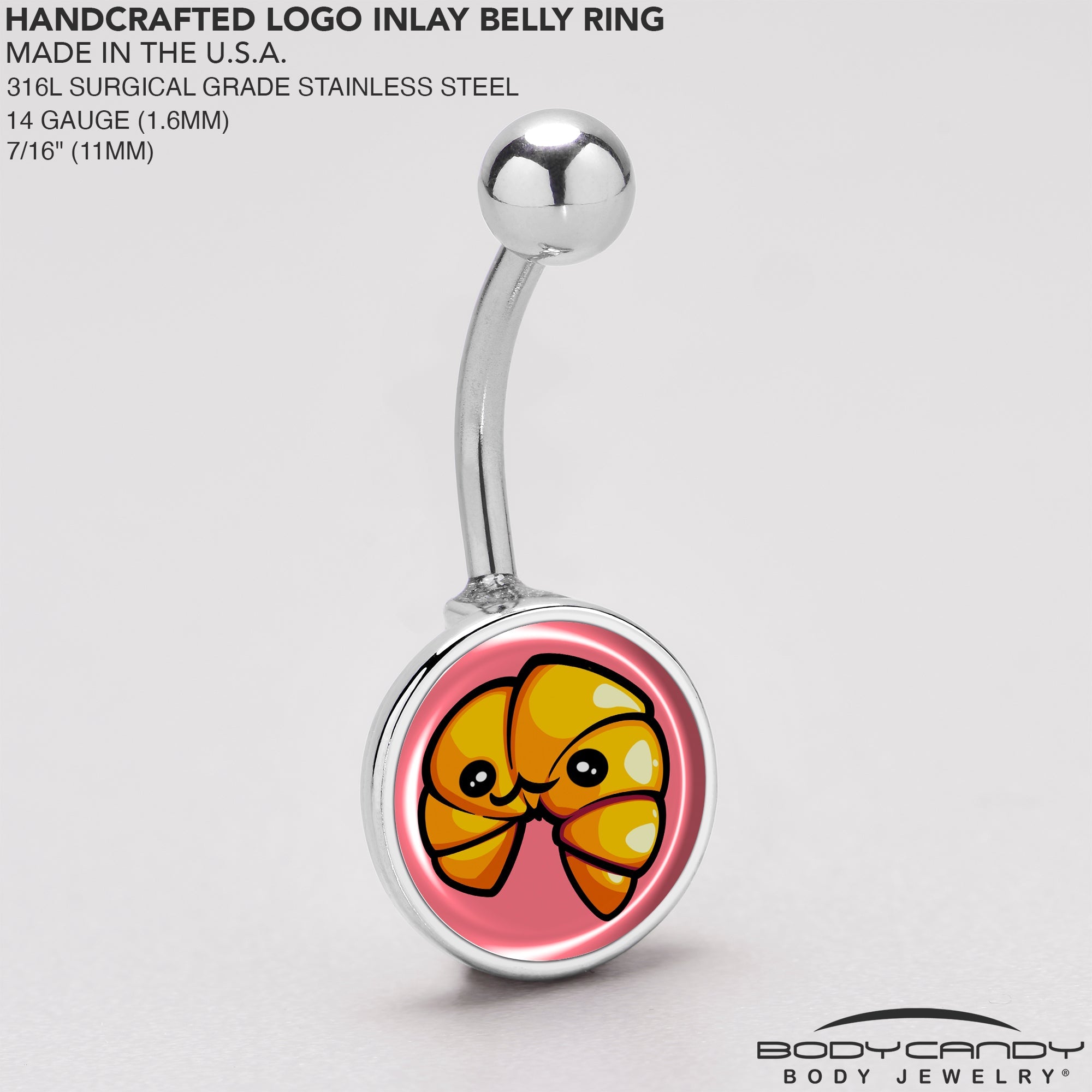 BodyCandy Quaso Croissant Belly Ring by Onyx O — back view