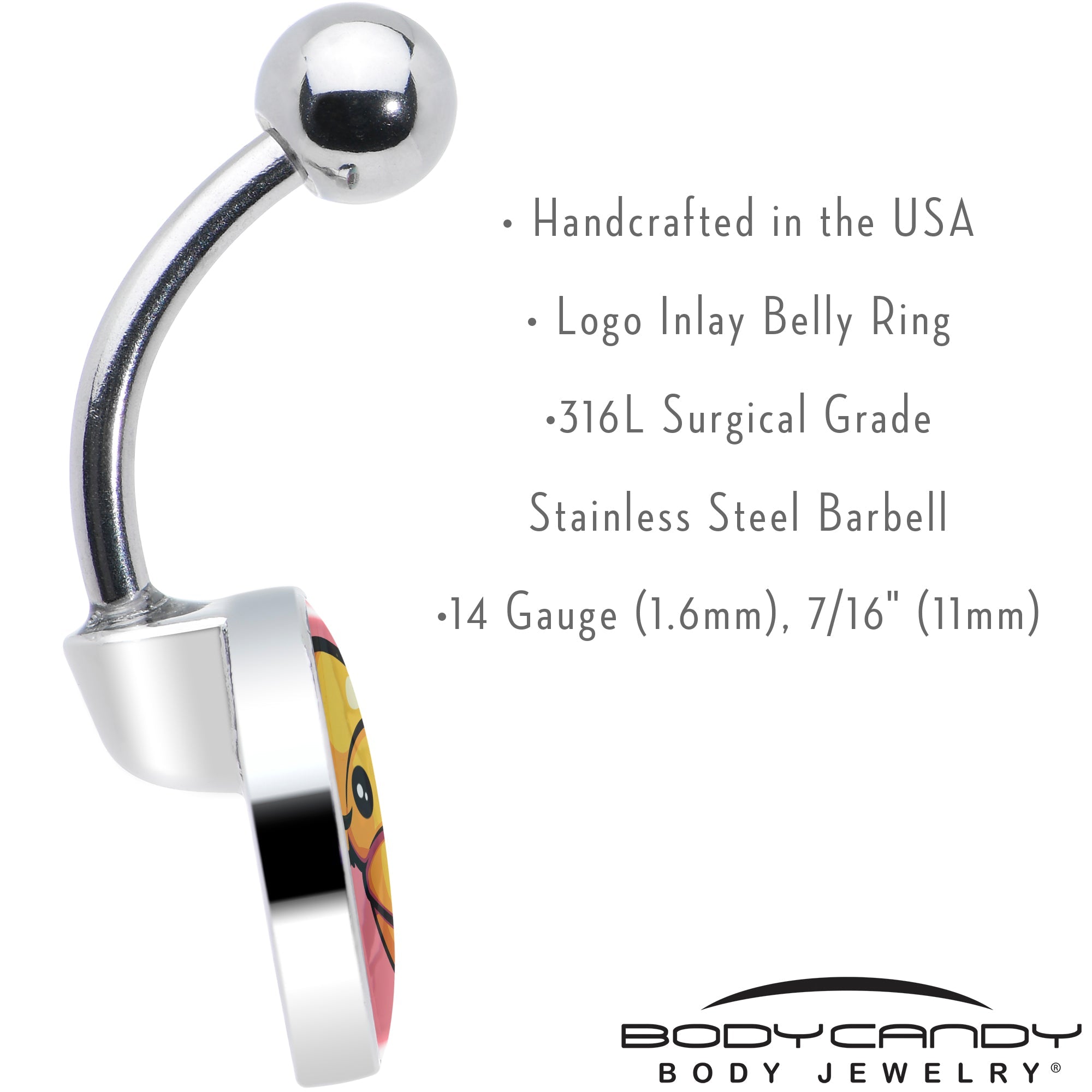 BodyCandy Quaso Croissant Belly Ring by Onyx O — in-use photo