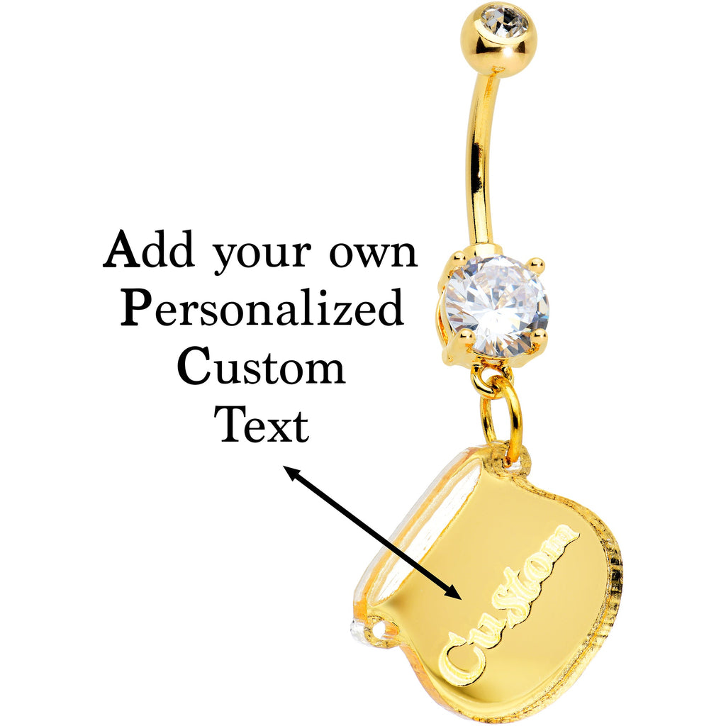 BodyCandy Custom Clear Gem Gold Tone Pot of Gold St Patricks Dangle Belly Ring — lifestyle context