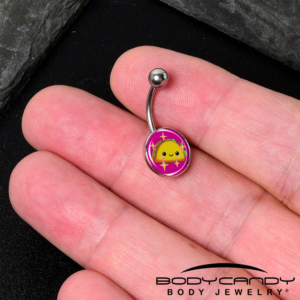 BodyCandy Mexican Fiesta Cute Taco Belly Ring by Onyx O — detail close-up
