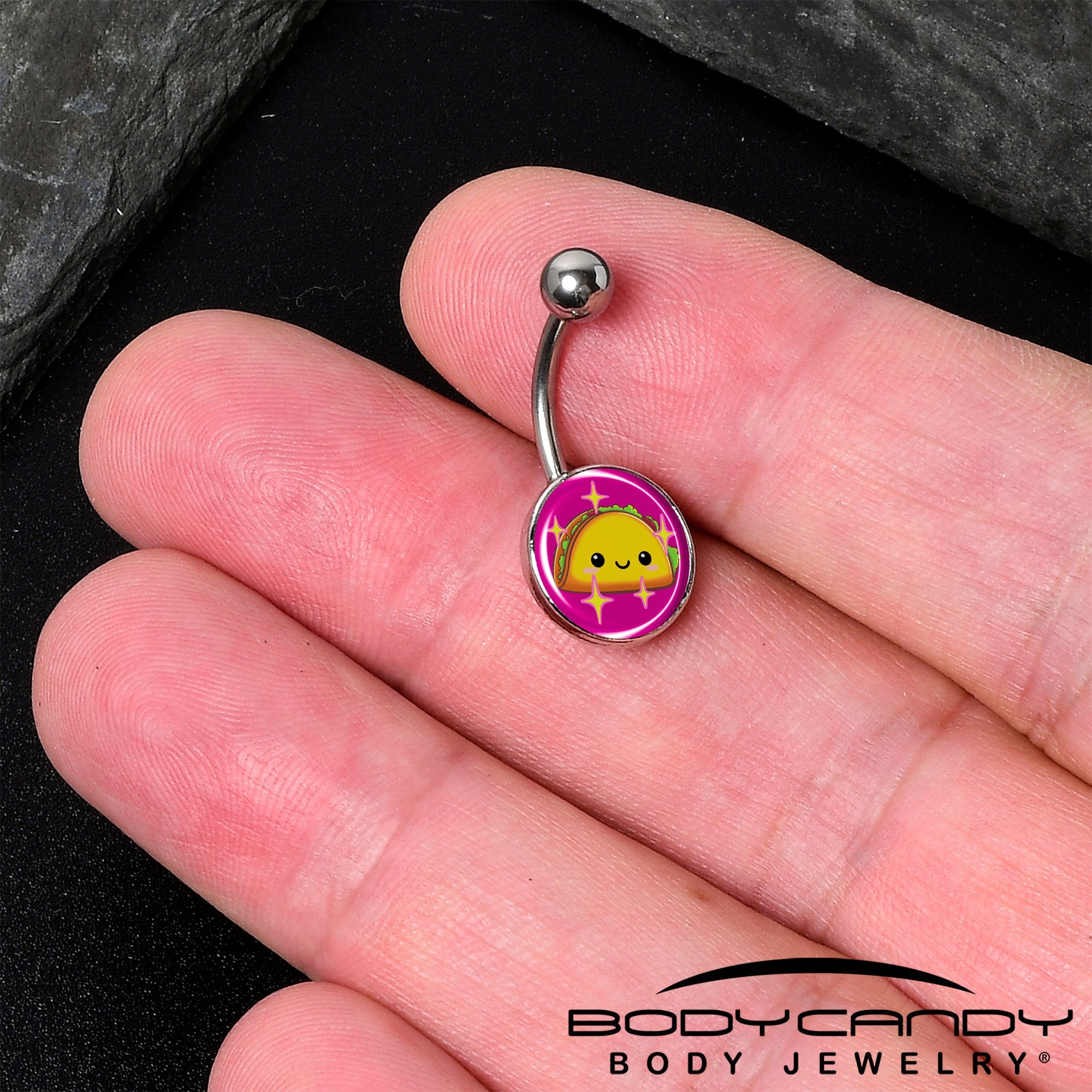 BodyCandy Mexican Fiesta Cute Taco Belly Ring by Onyx O — detail close-up