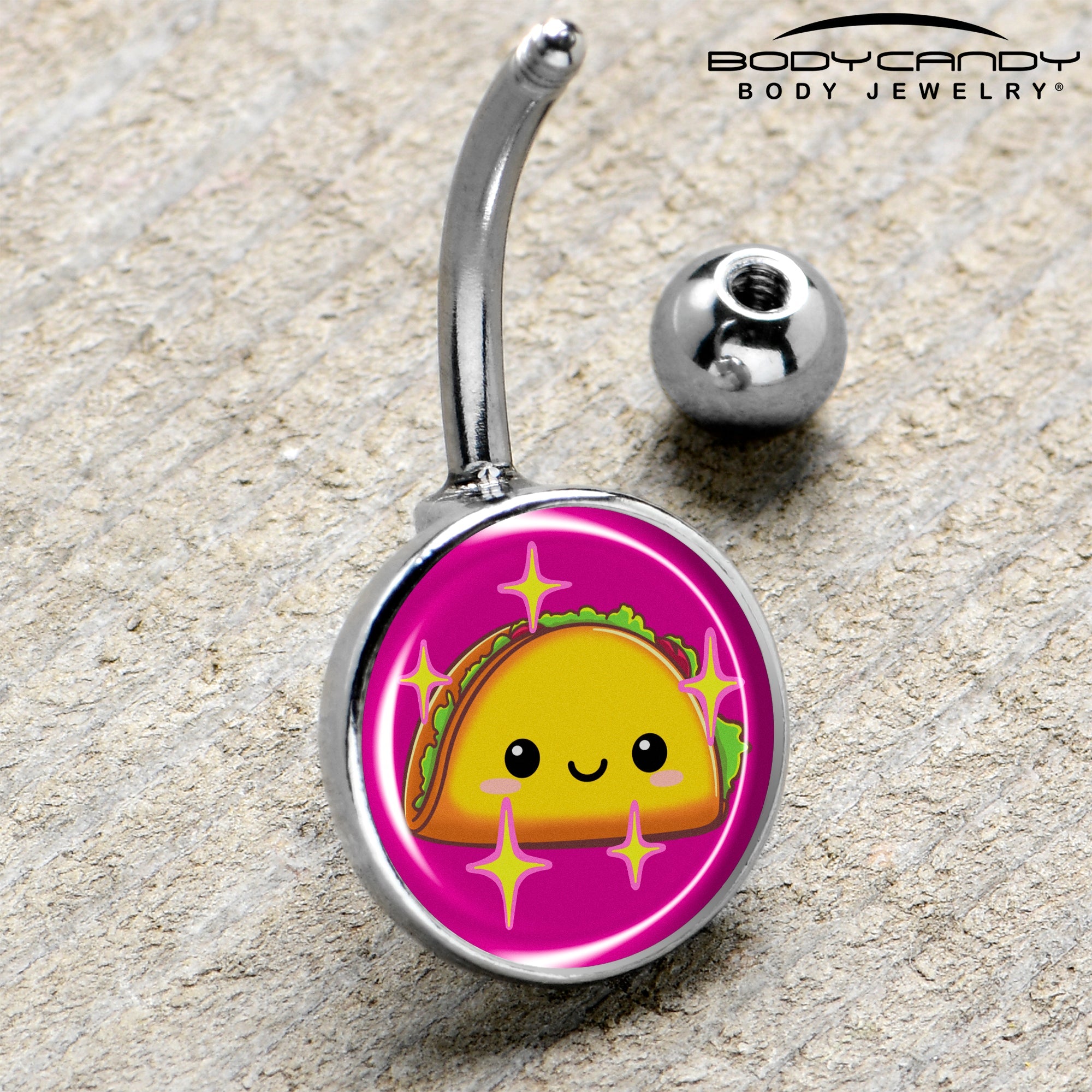 BodyCandy Mexican Fiesta Cute Taco Belly Ring by Onyx O — side view