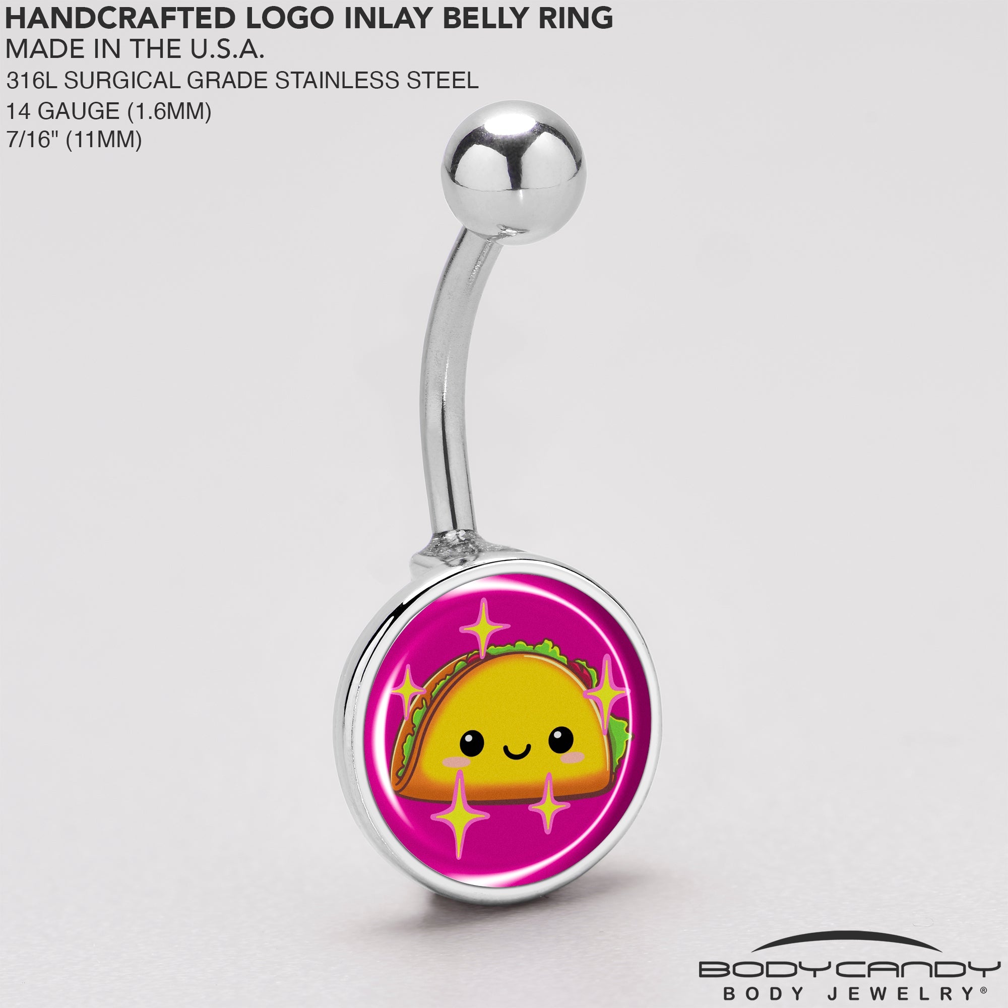 BodyCandy Mexican Fiesta Cute Taco Belly Ring by Onyx O — back view