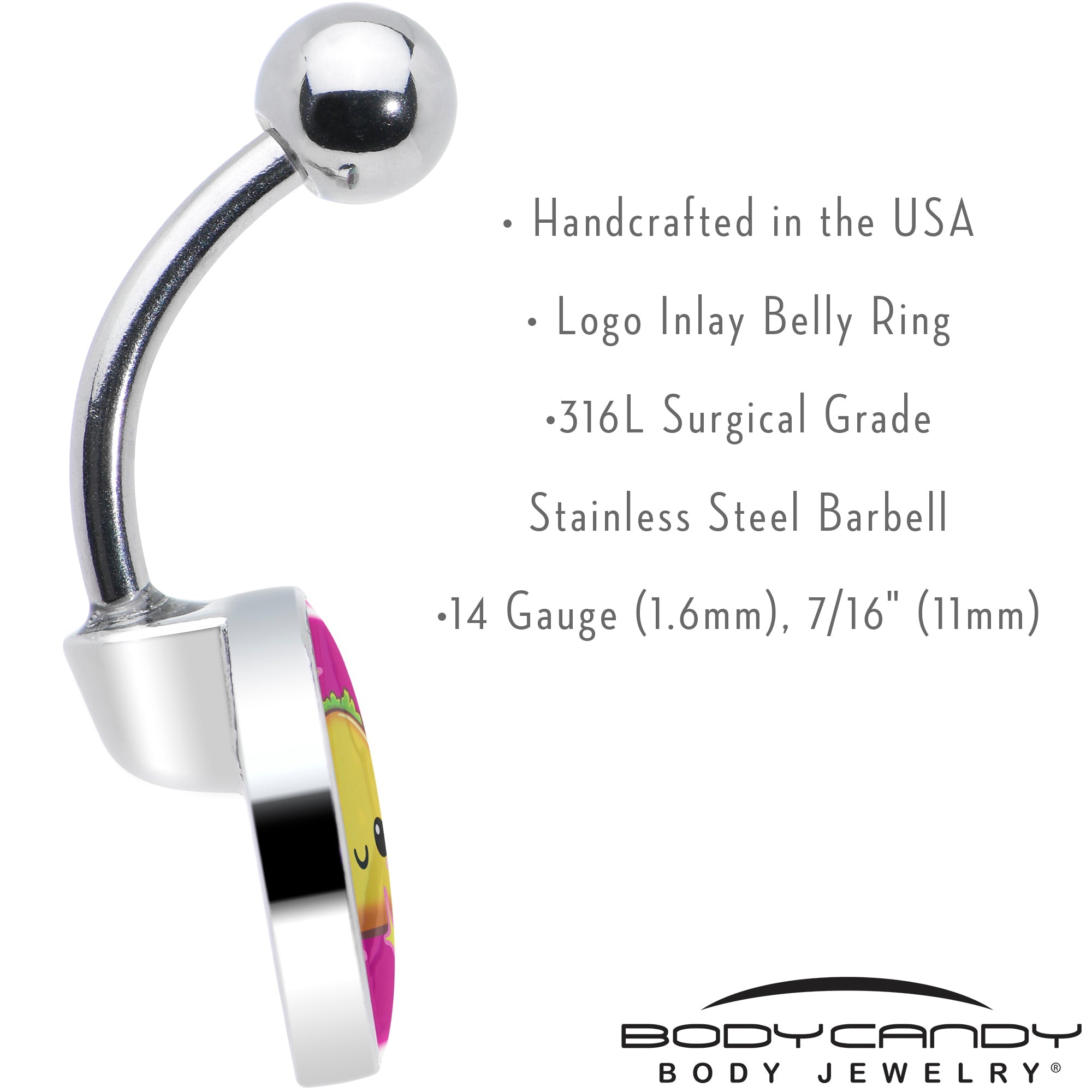 BodyCandy Mexican Fiesta Cute Taco Belly Ring by Onyx O — in-use photo