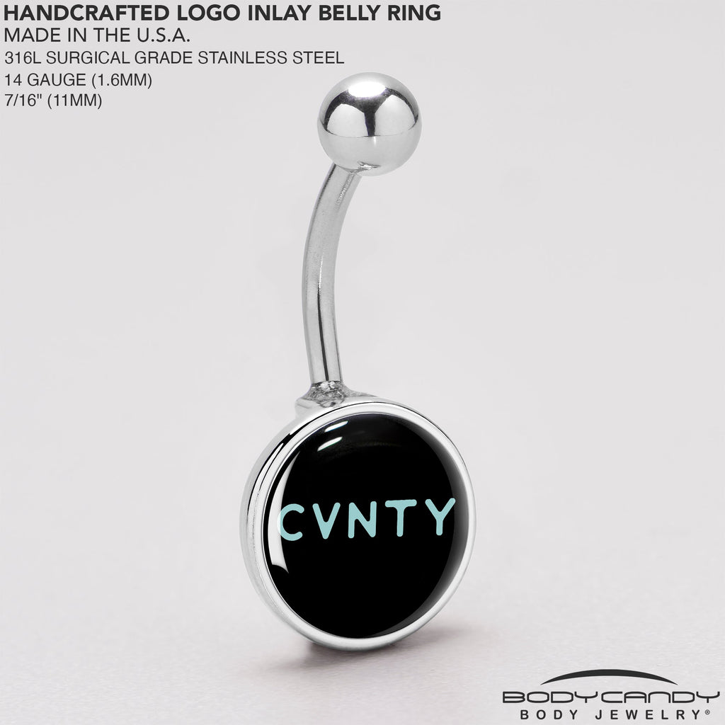 BodyCandy Phrase Logo CVNTY Belly Ring by Onyx O — back view