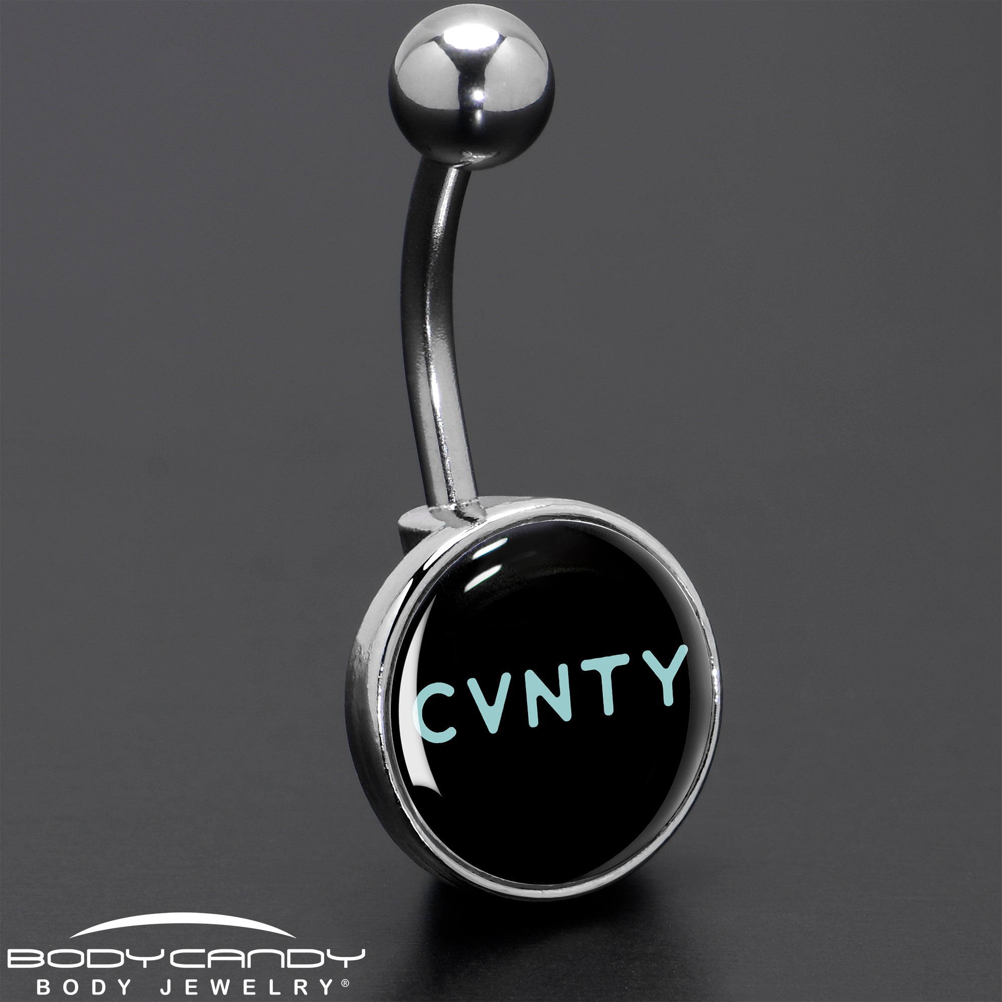 BodyCandy Phrase Logo CVNTY Belly Ring by Onyx O — size reference