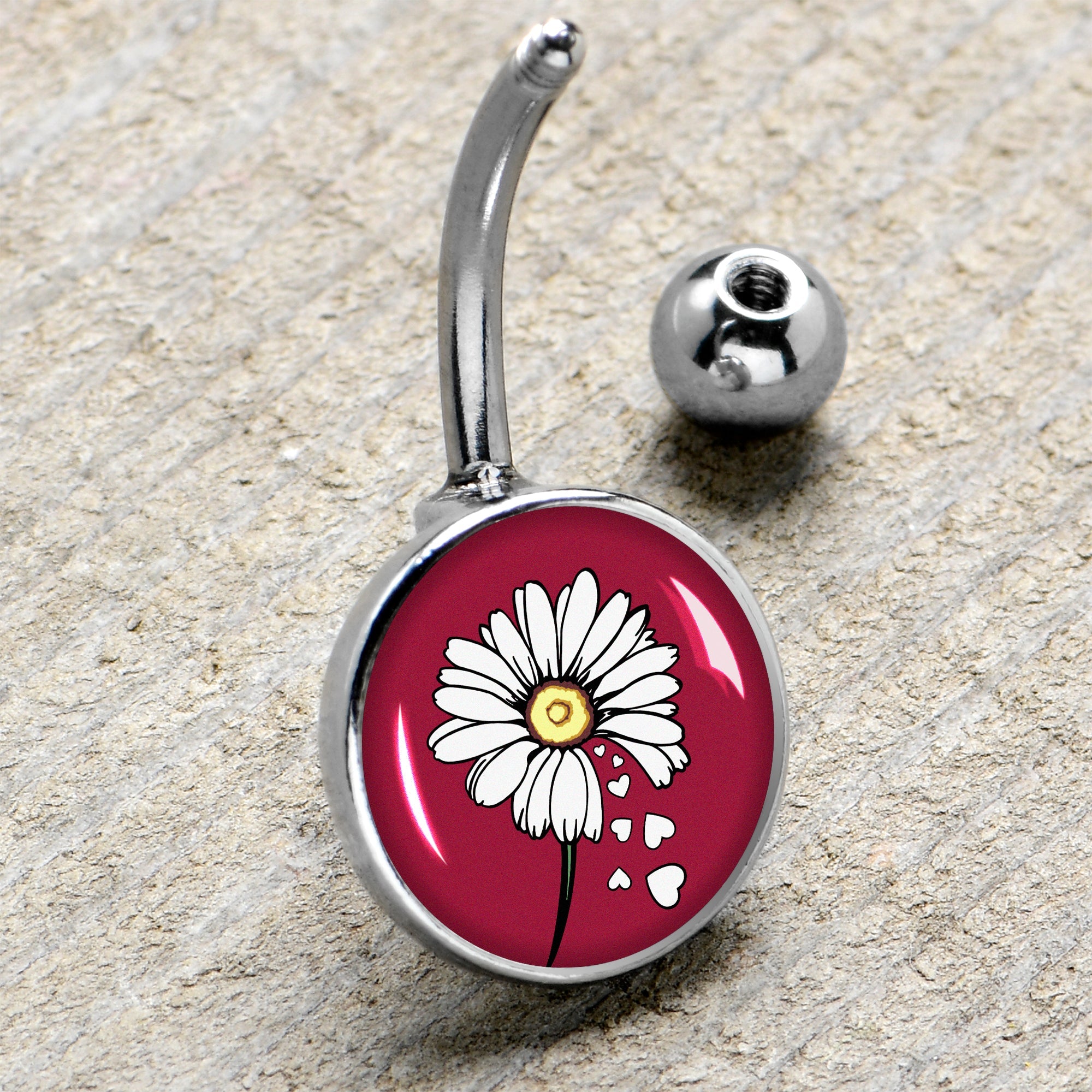BodyCandy Love Me Not Flower Belly Ring by Onyx O — side view