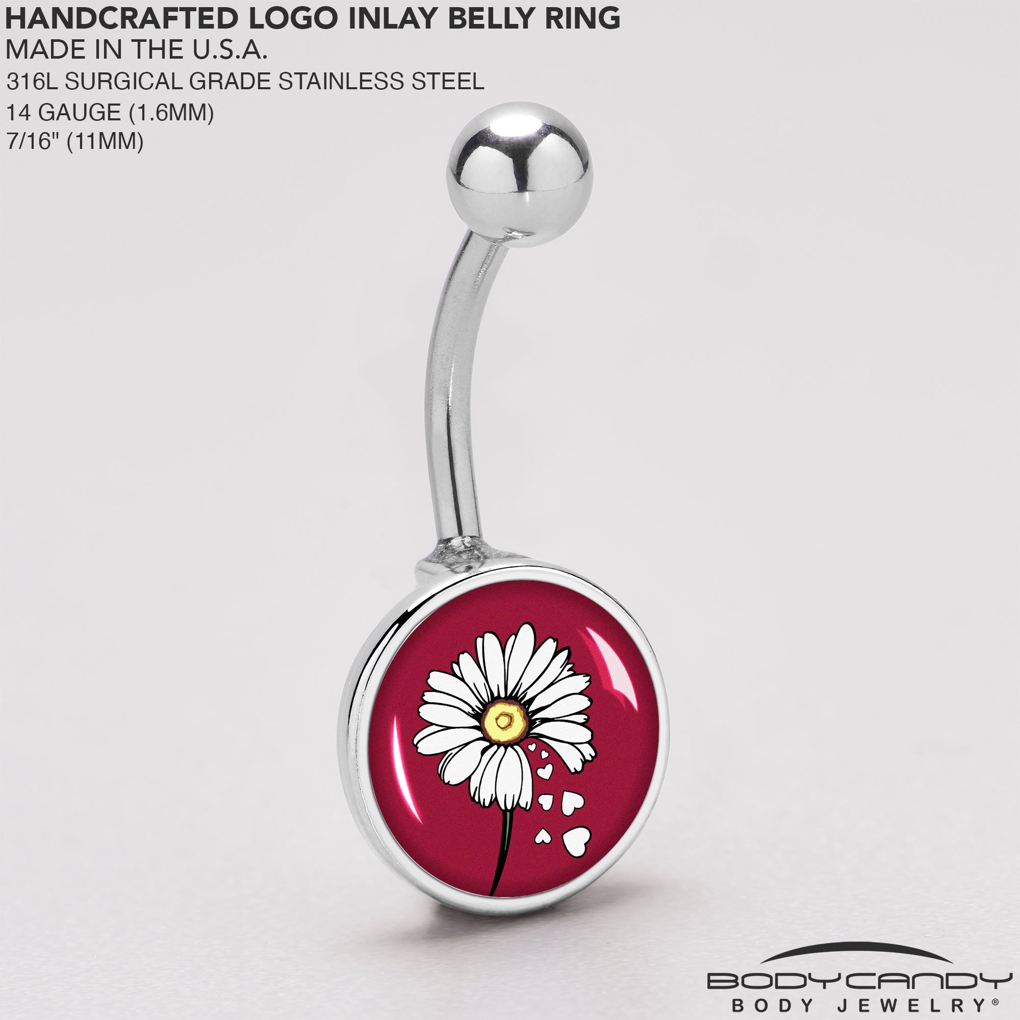 BodyCandy Love Me Not Flower Belly Ring by Onyx O — back view