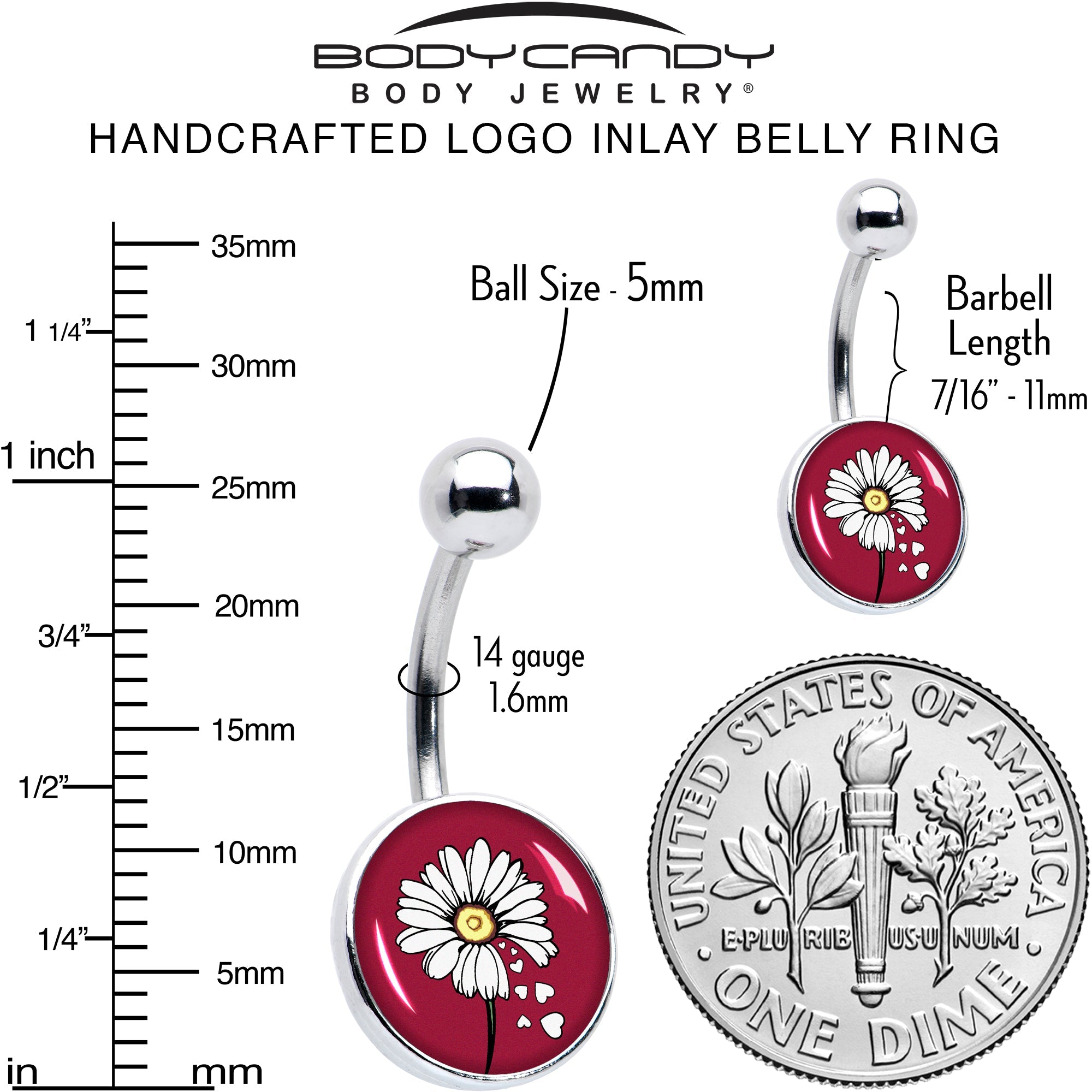 BodyCandy Love Me Not Flower Belly Ring by Onyx O — alternative angle