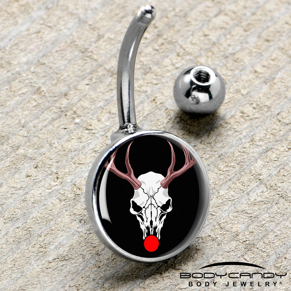 BodyCandy Holiday Dead Nosed Reindeer Belly Ring by Onyx O — side view