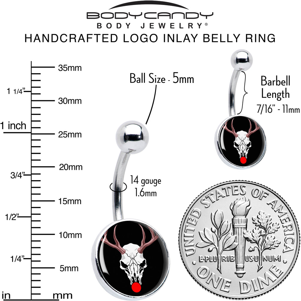 BodyCandy Holiday Dead Nosed Reindeer Belly Ring by Onyx O — back view