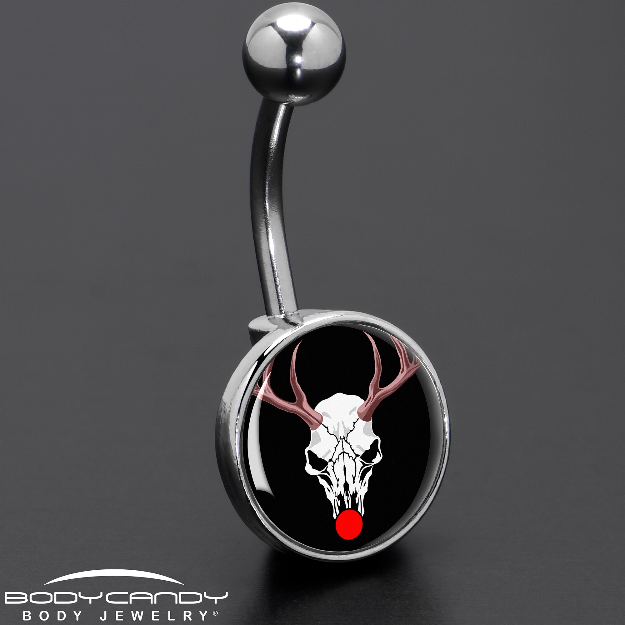BodyCandy Holiday Dead Nosed Reindeer Belly Ring by Onyx O — in-use photo