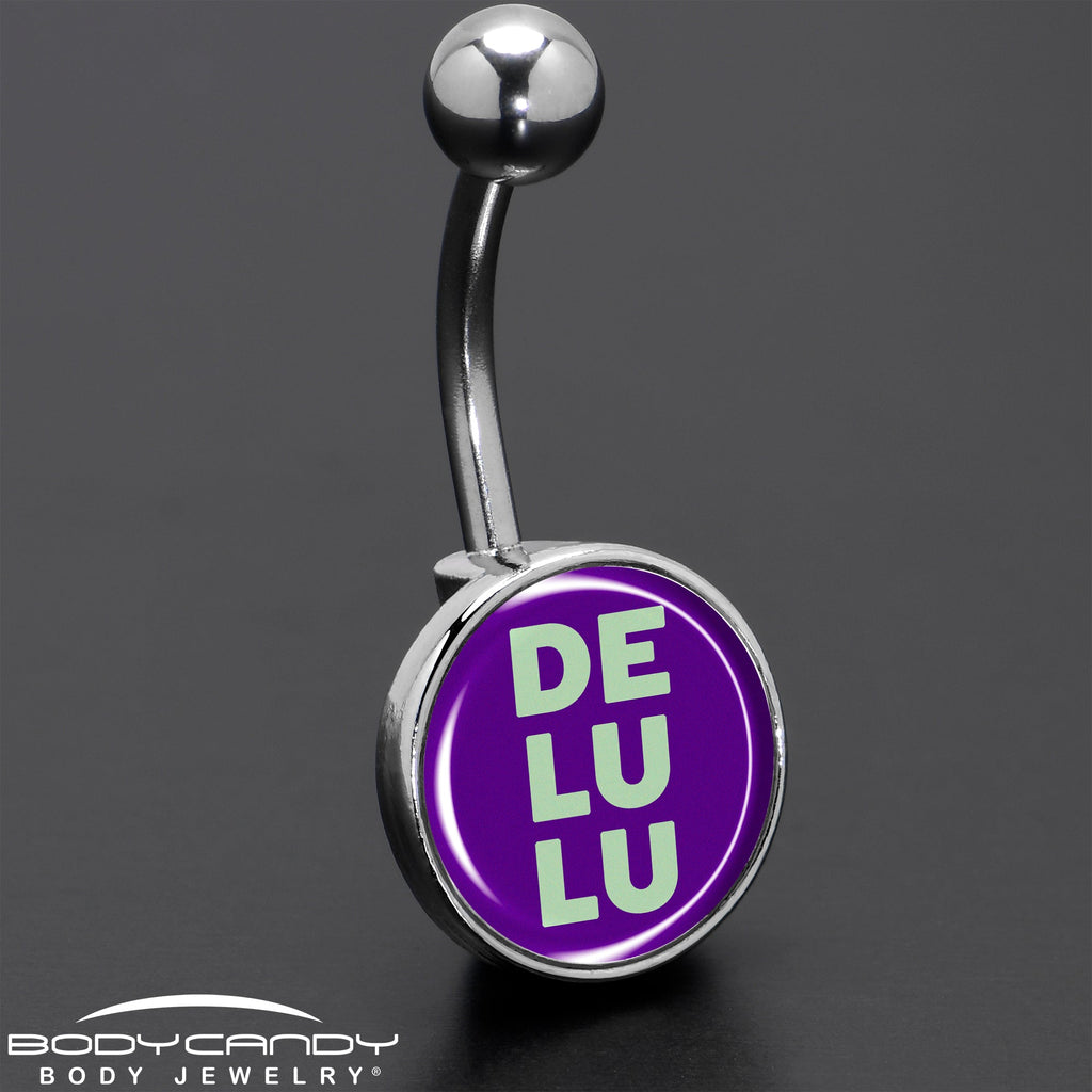 BodyCandy Word DELULU Belly Ring by Onyx O — size reference
