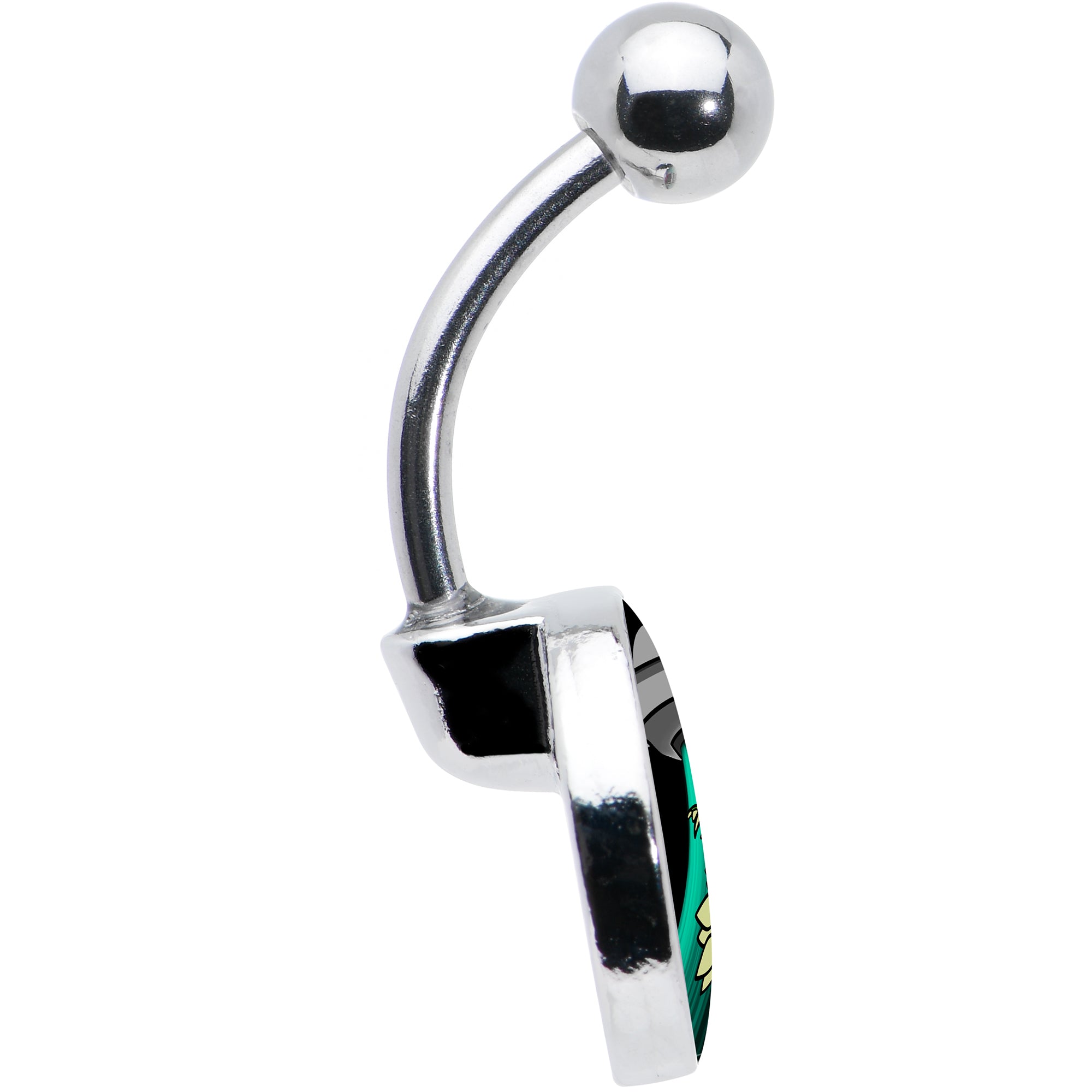 BodyCandy Alien UFO Dinosaur Abduction Belly Ring by Onyx O — side view