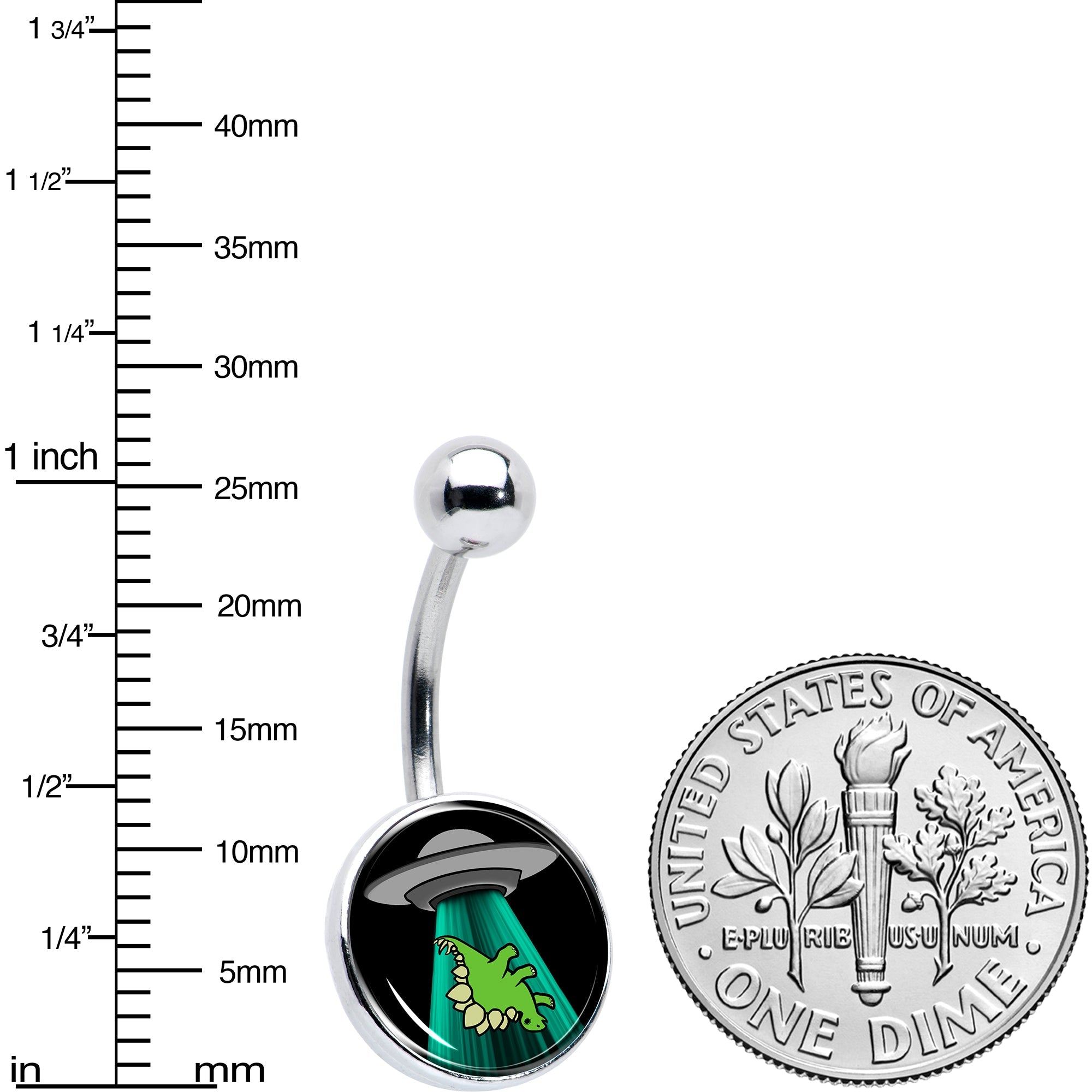 BodyCandy Alien UFO Dinosaur Abduction Belly Ring by Onyx O — alternative angle
