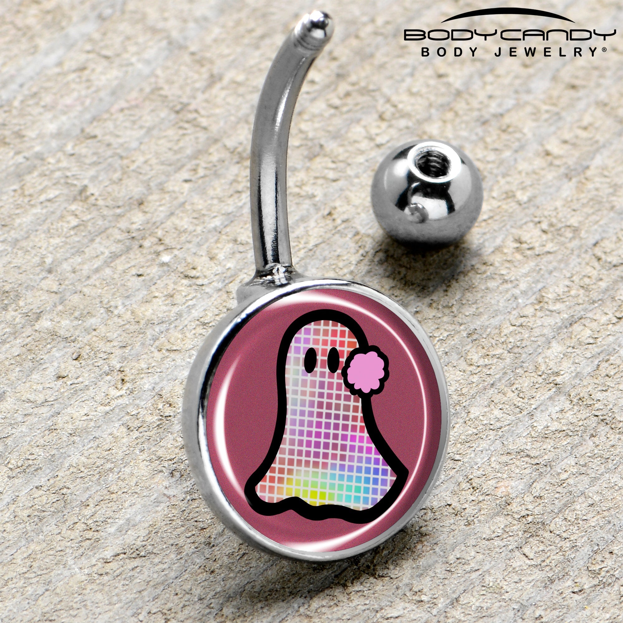 BodyCandy Disco Spirit Ghost Belly Ring by Onyx O — side view