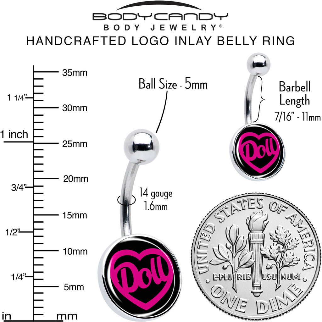 BodyCandy Hollow Heart Doll Word Belly Ring by Onyx O — alternative angle