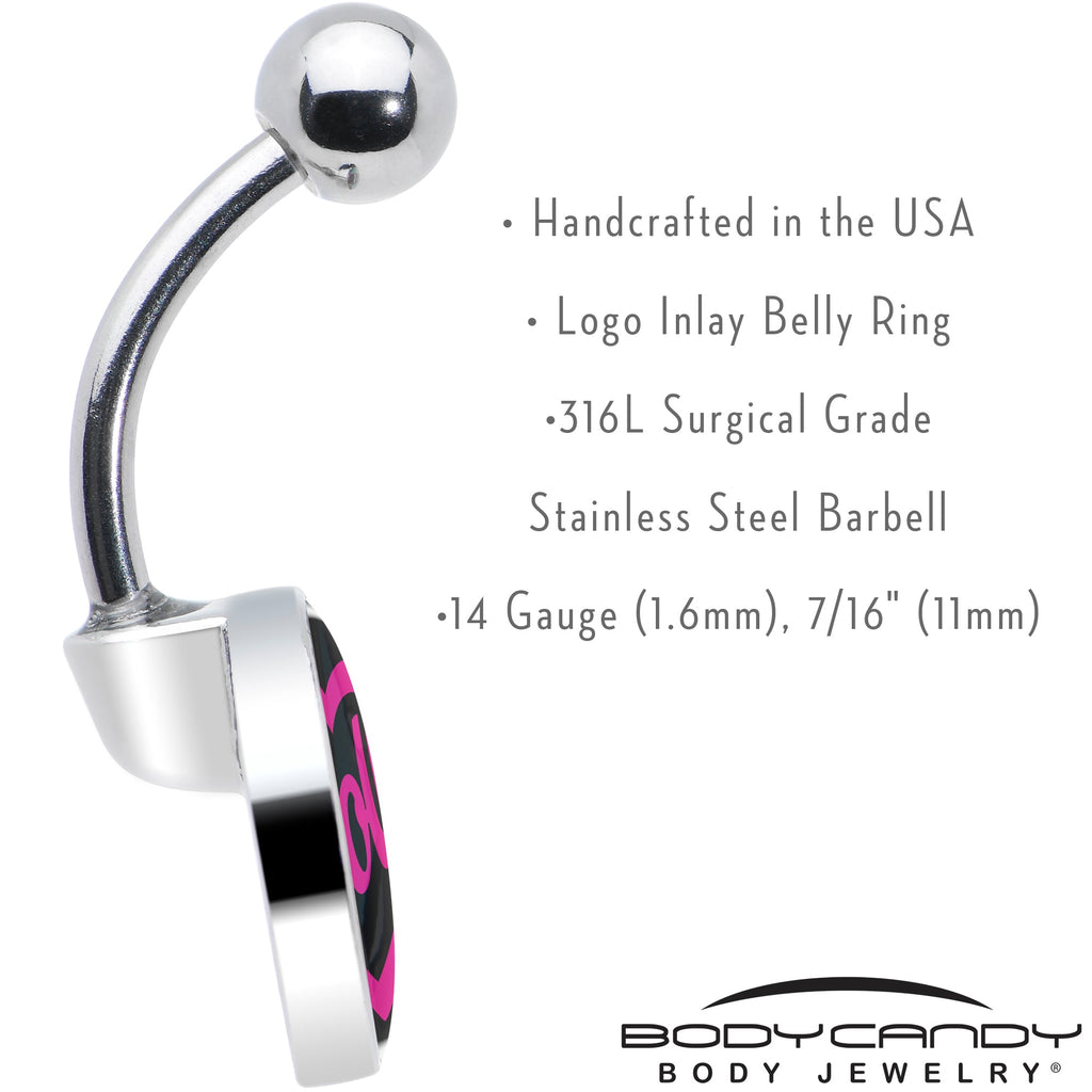 BodyCandy Hollow Heart Doll Word Belly Ring by Onyx O — in-use photo