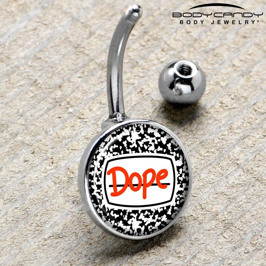 BodyCandy Dope Composition Notebook Belly Ring by Onyx O — side view