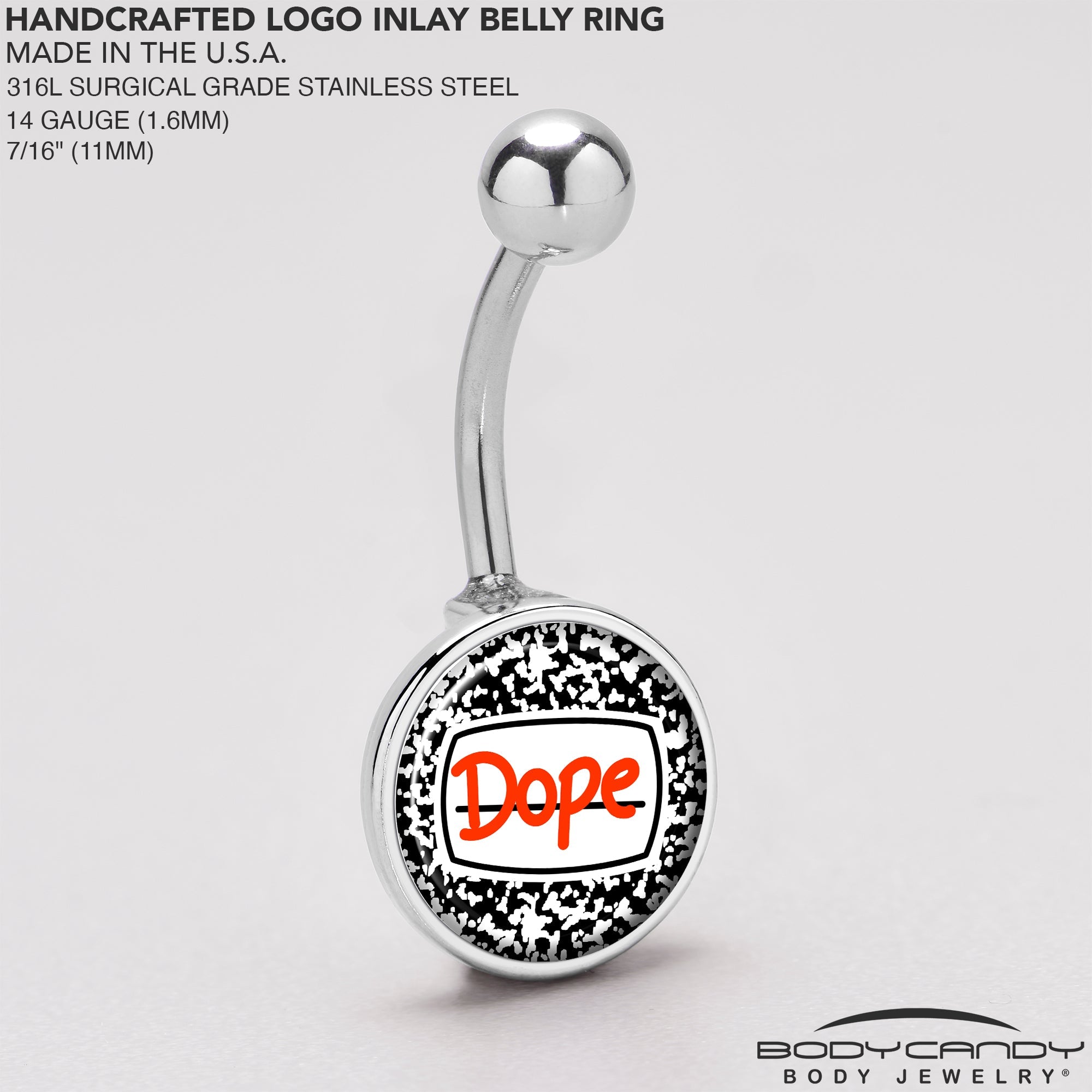 BodyCandy Dope Composition Notebook Belly Ring by Onyx O — back view