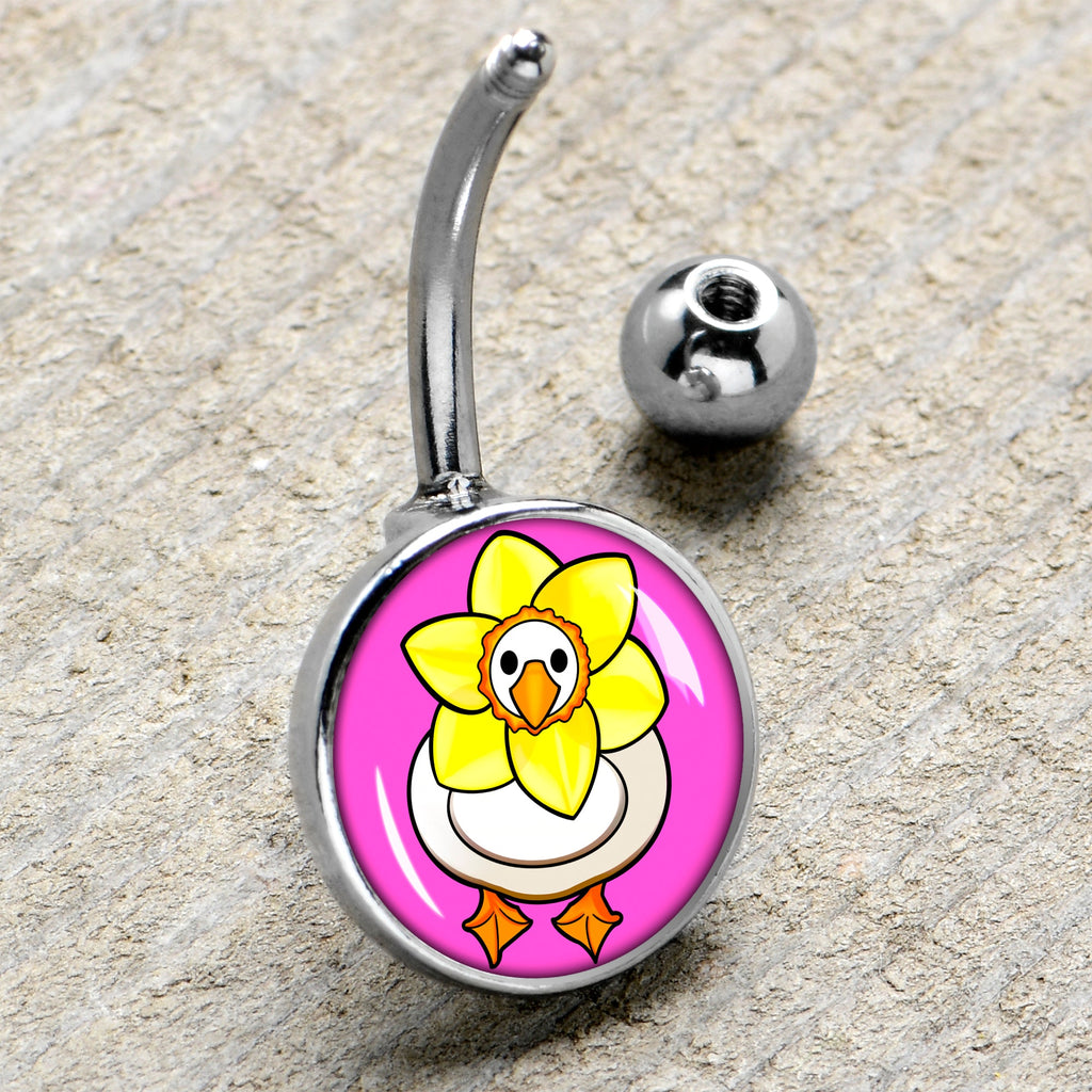 BodyCandy Daffodil Duck Belly Ring by Onyx O — side view