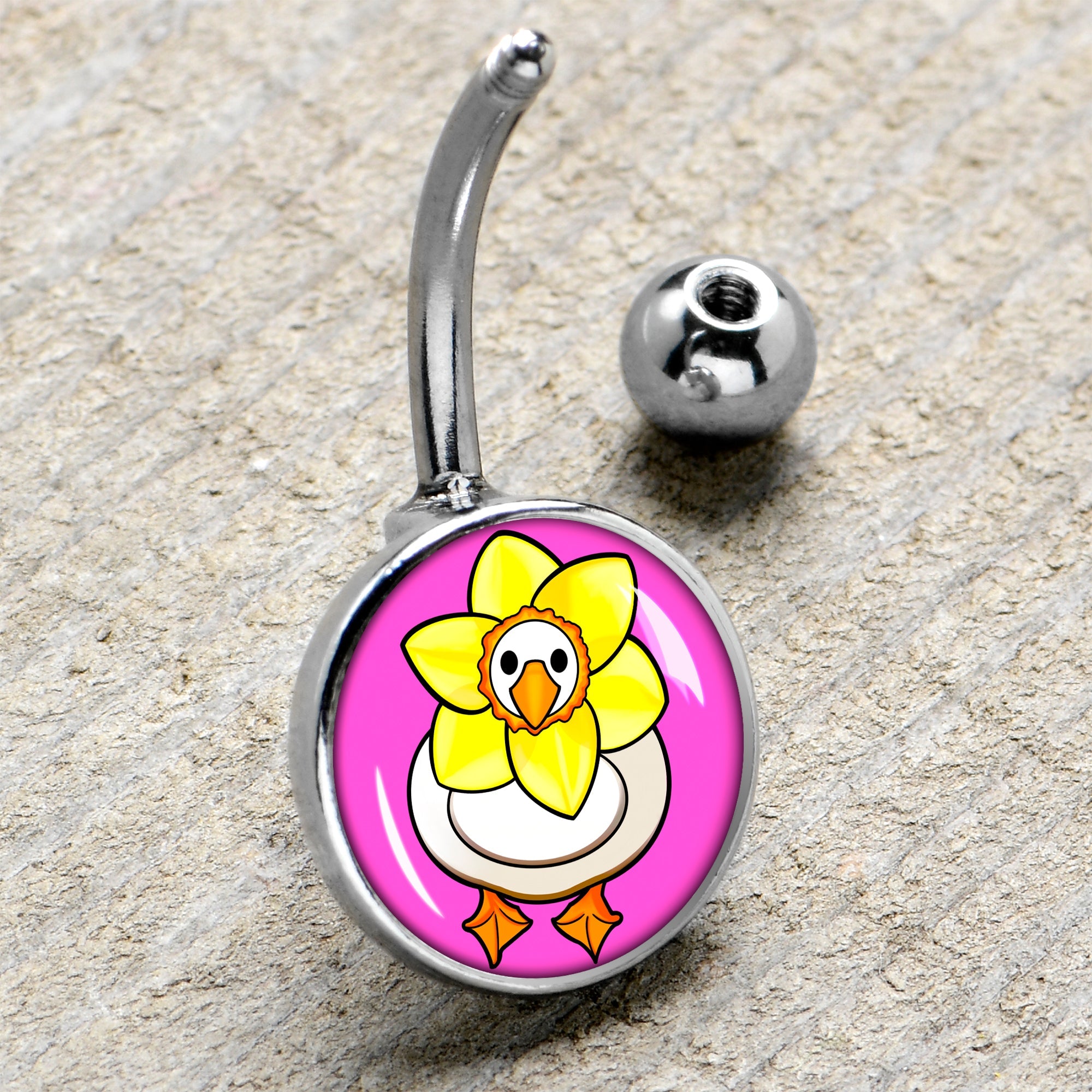 BodyCandy Daffodil Duck Belly Ring by Onyx O — side view