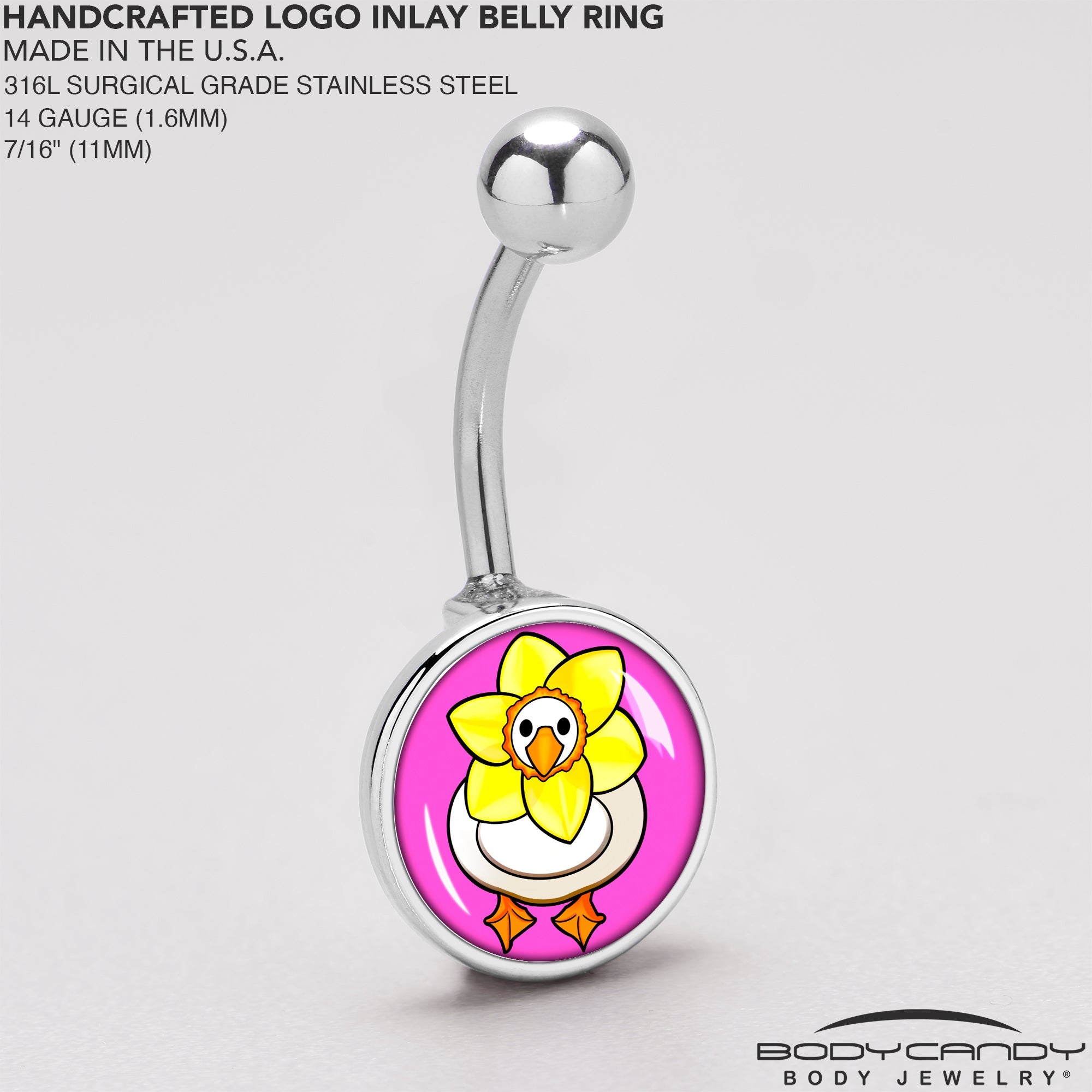 BodyCandy Daffodil Duck Belly Ring by Onyx O — back view