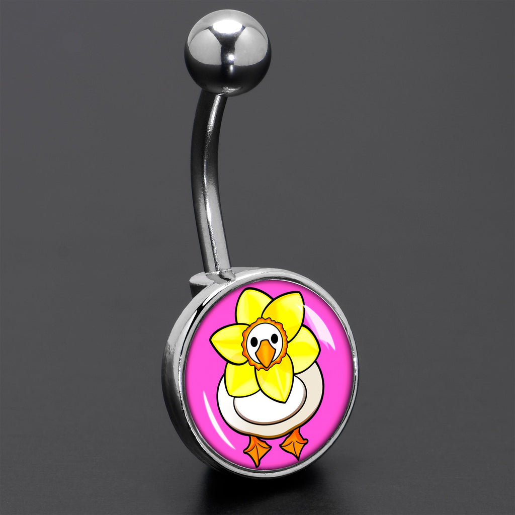 BodyCandy Daffodil Duck Belly Ring by Onyx O — size reference