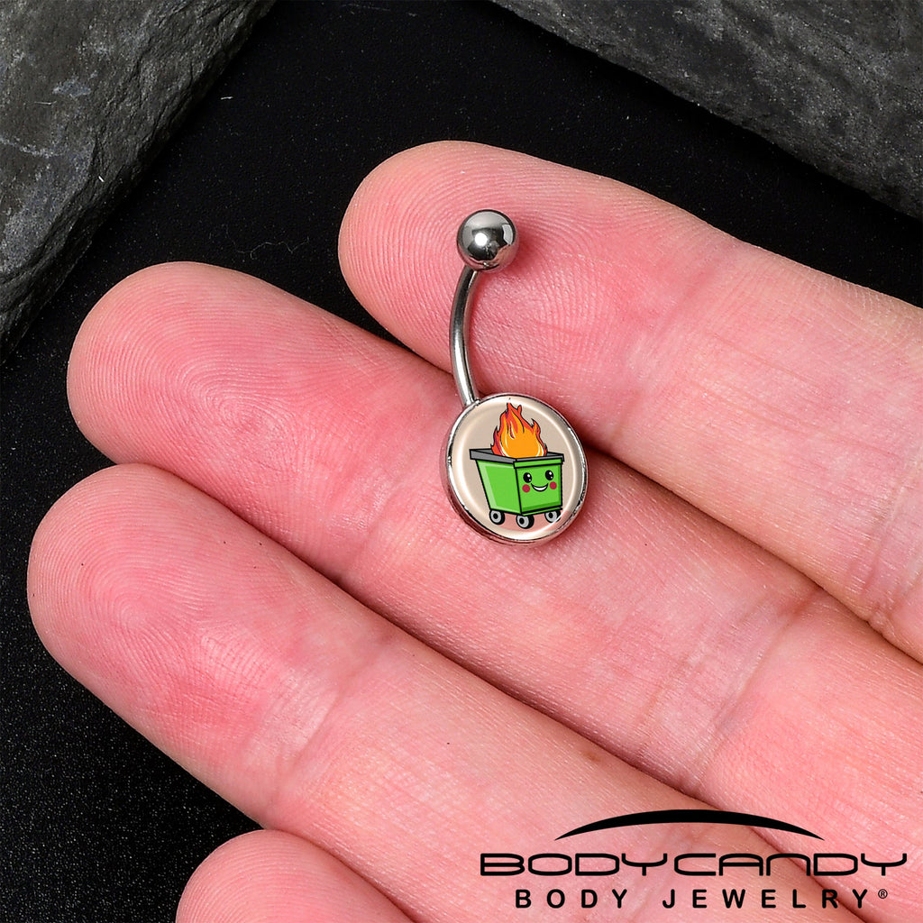 BodyCandy Dumpster Fire Belly Ring by Onyx O — detail close-up