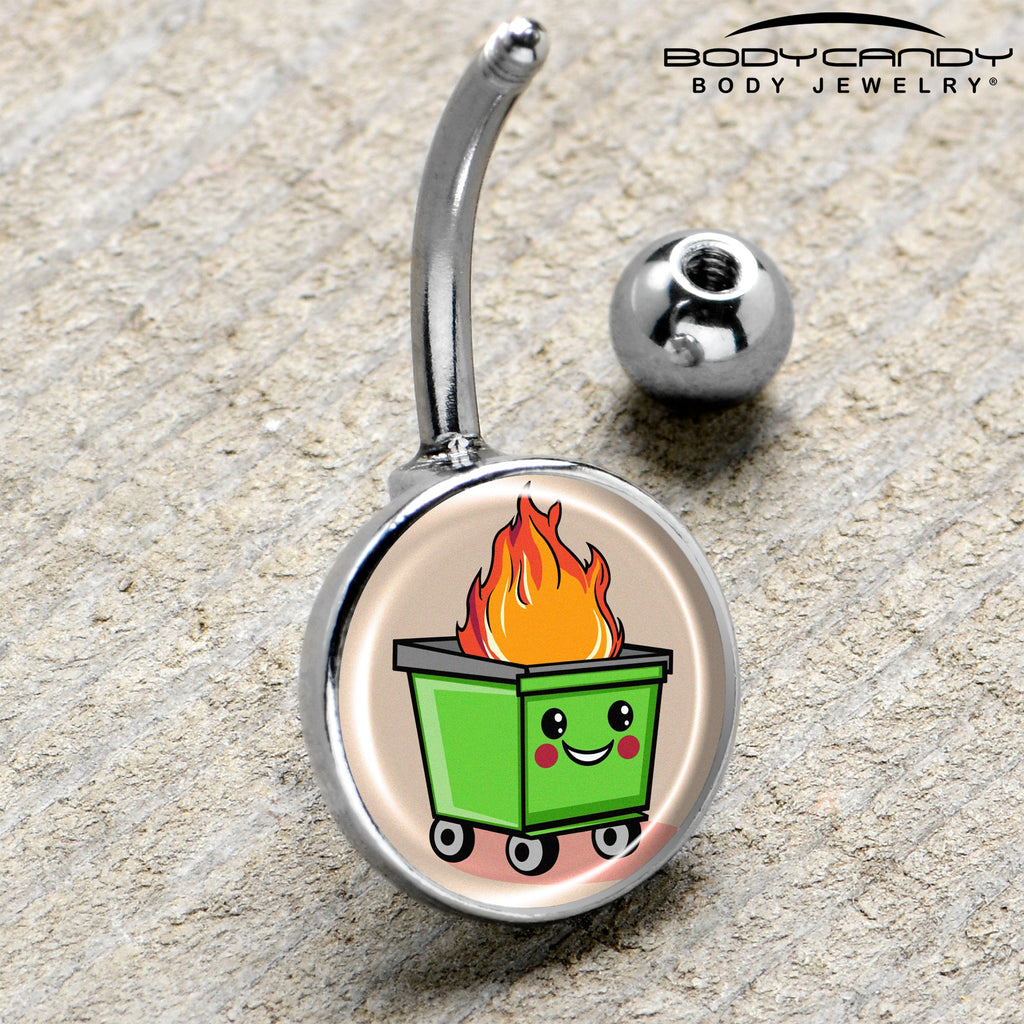 BodyCandy Dumpster Fire Belly Ring by Onyx O — side view