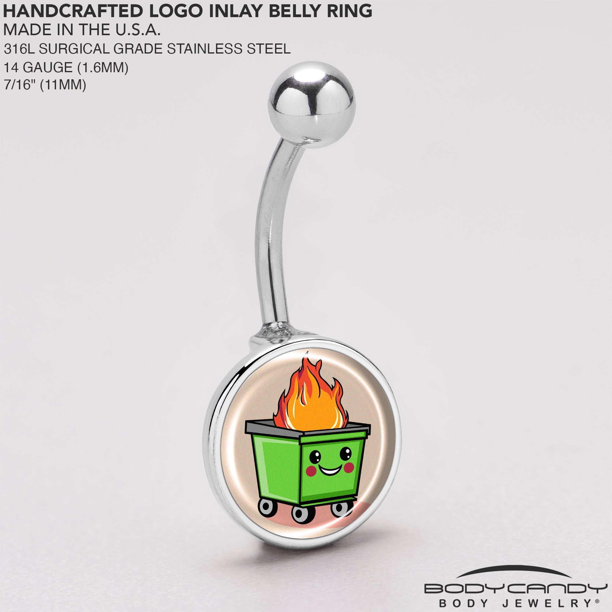 BodyCandy Dumpster Fire Belly Ring by Onyx O — back view