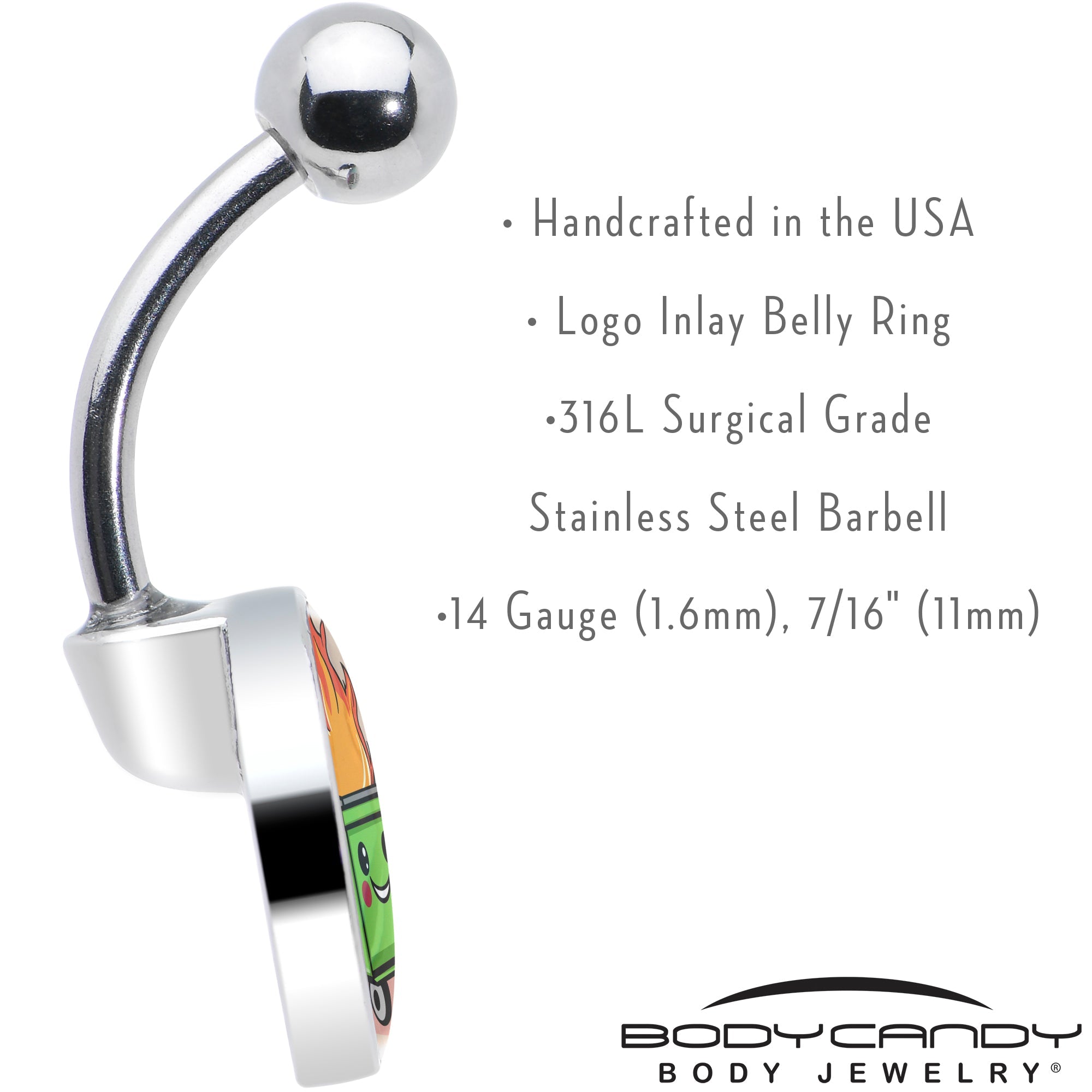 BodyCandy Dumpster Fire Belly Ring by Onyx O — in-use photo