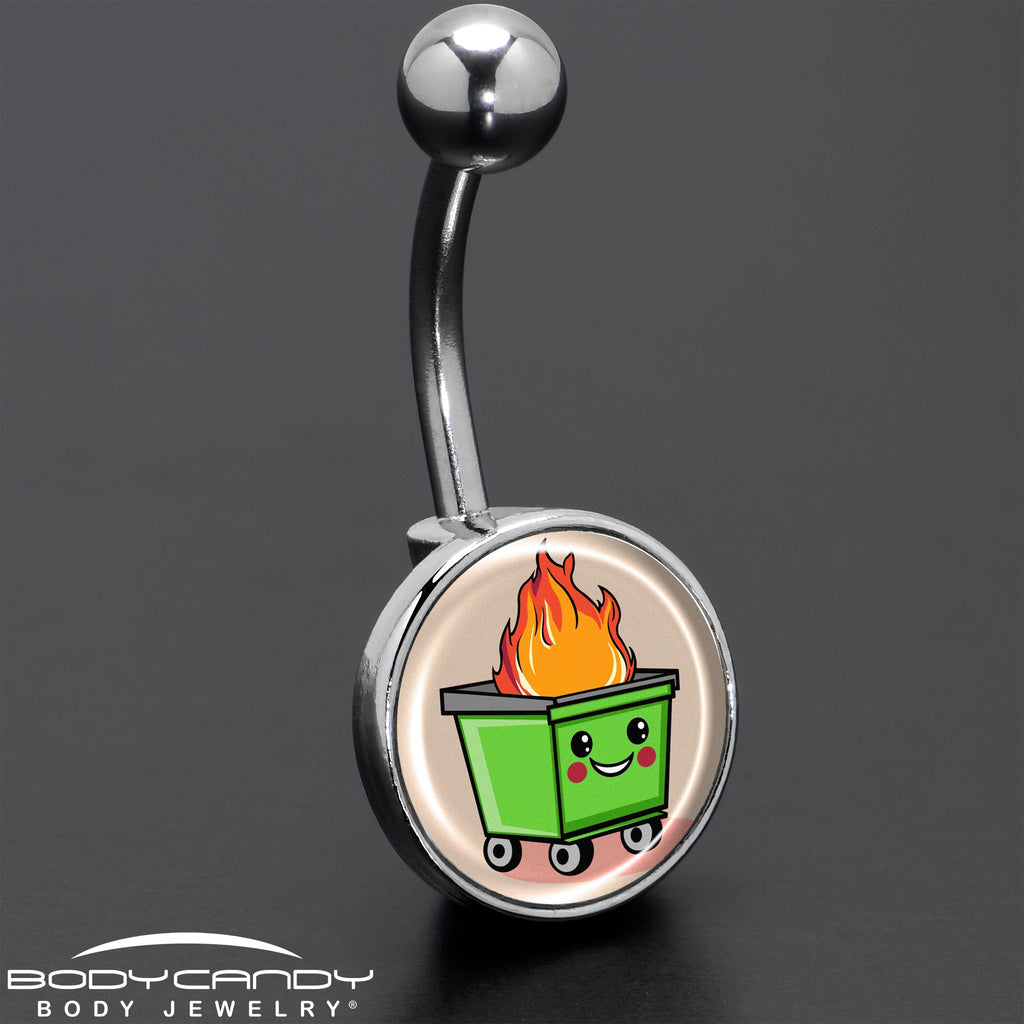 BodyCandy Dumpster Fire Belly Ring by Onyx O — size reference