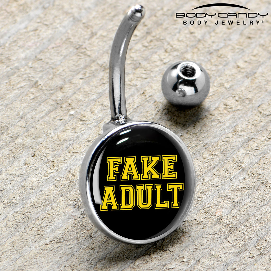 BodyCandy Black Yellow Fake Adult Belly Ring by Onyx O — side view